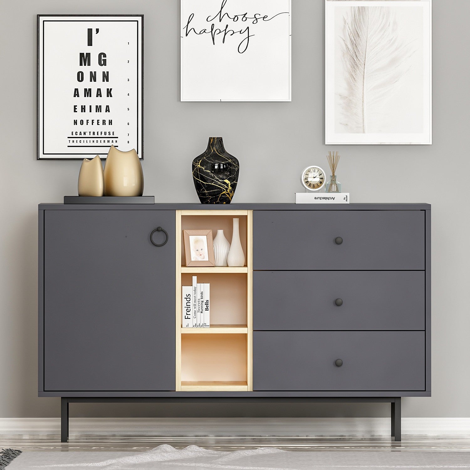 Console Naturel - Anthracite