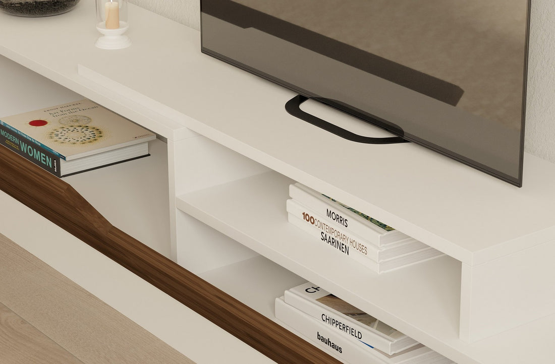 Unité de télévision Elda - White, Walnut