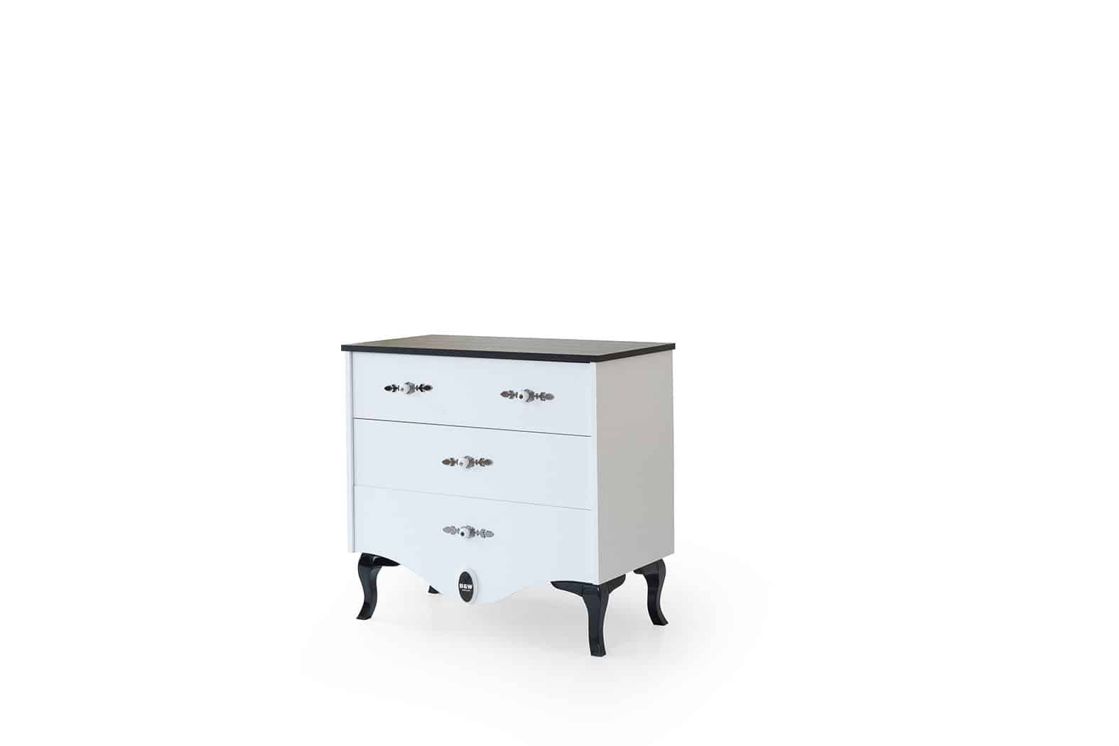 Black And White Chiffonnier 3 tiroirs avec miroir