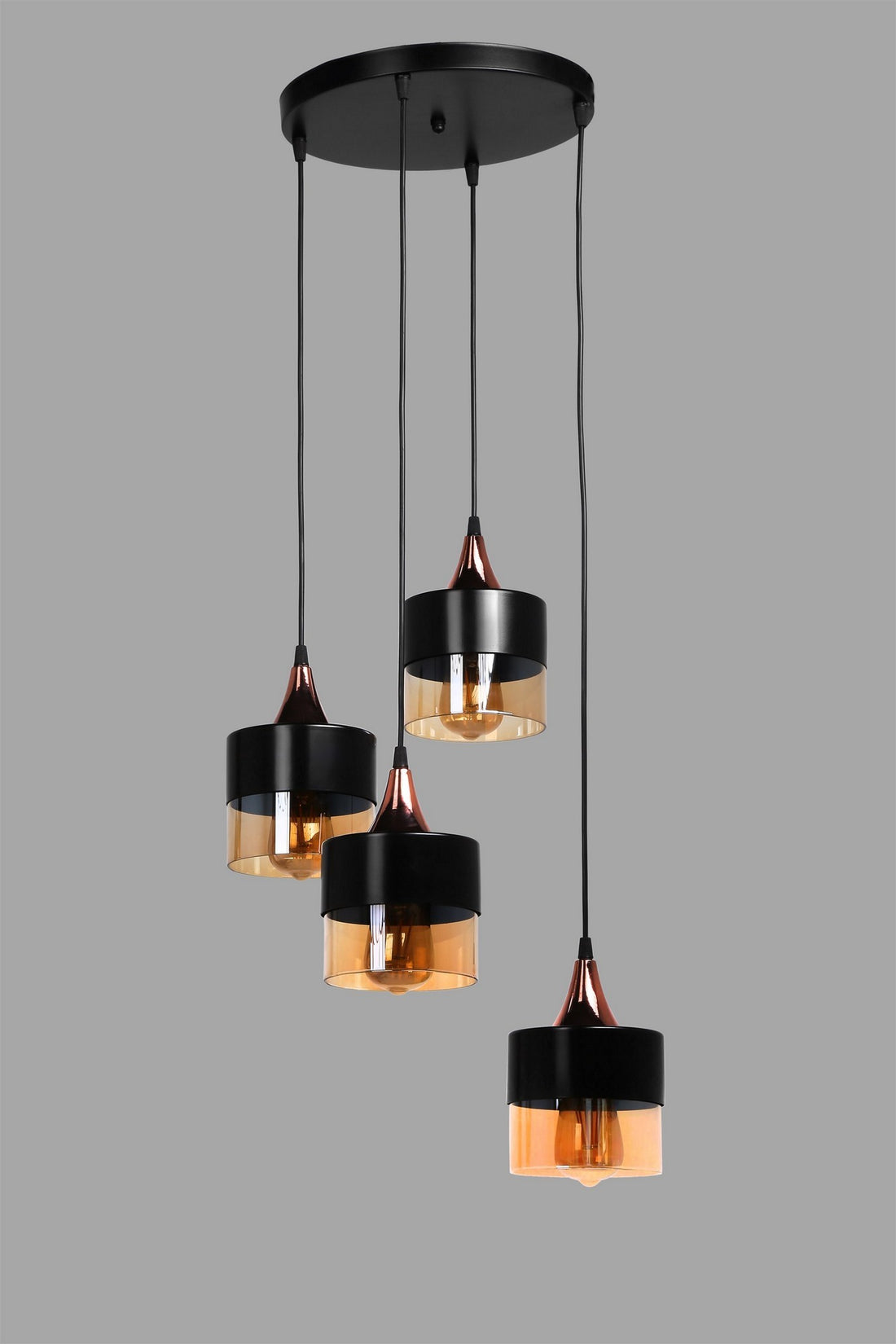 Lustre Sahra Lampe à Suspension Plateau 4 Pièces Noir