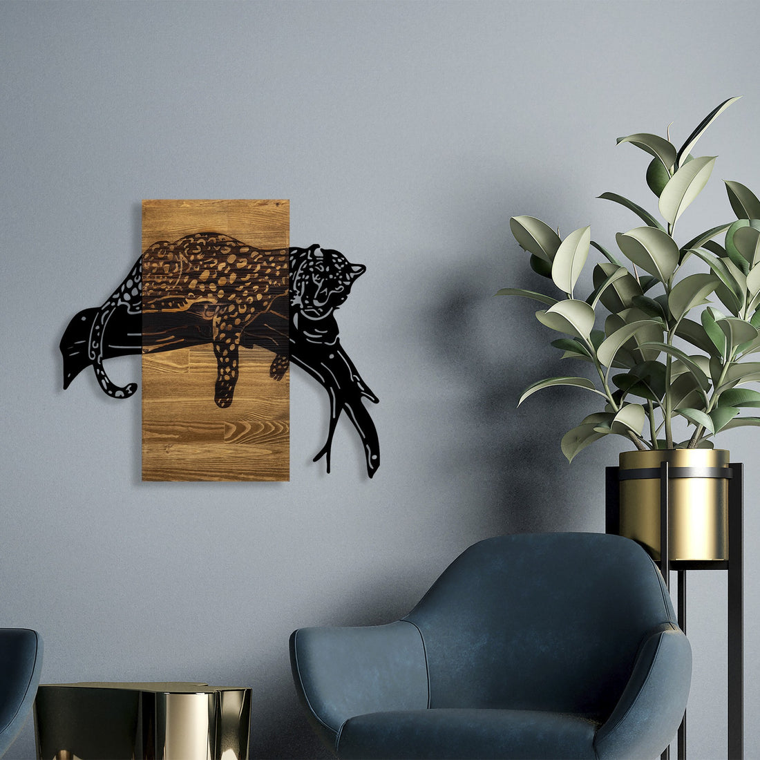Accessoire mural en bois décoratif Leopard