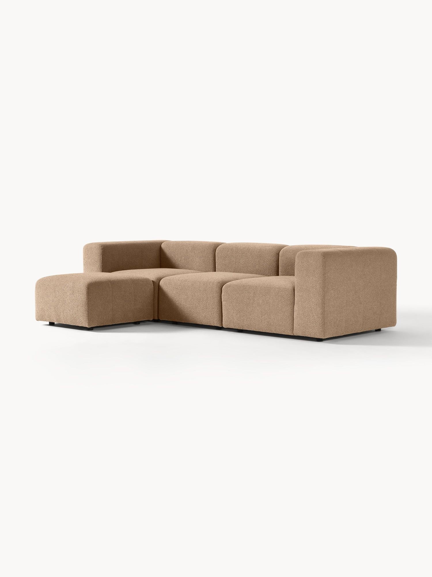 Canapé modulable 4 places en tissu bouclé avec pouf Pietro