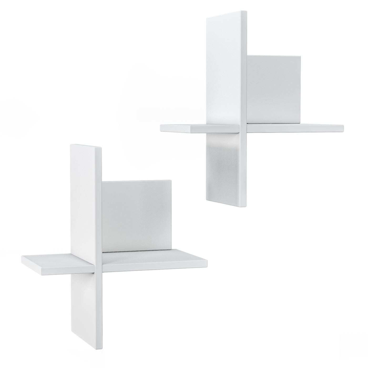 Brick Etagère murale en bois Blanc lot de 2
