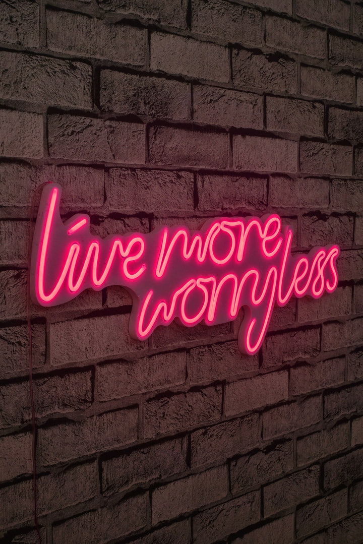 Éclairage LED en plastique décoratif Live More Worry Less - Pink