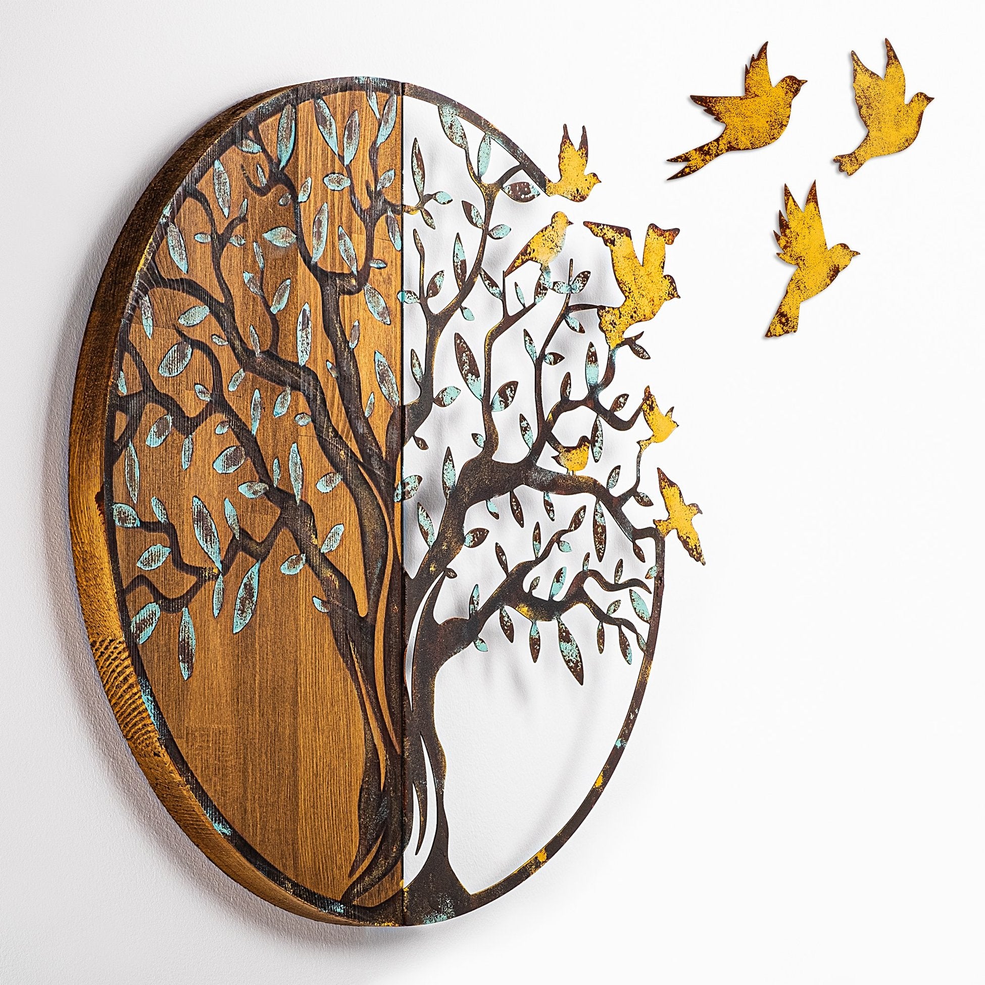 Accessoire mural en bois décoratif Tree And Birds - 322-A