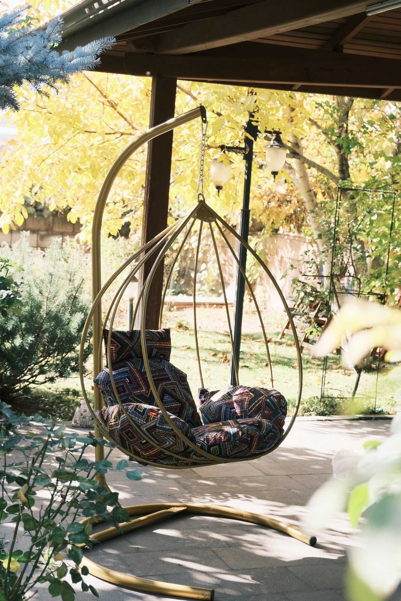 Chaise de balançoire unique de jardin Damla - Multicolor