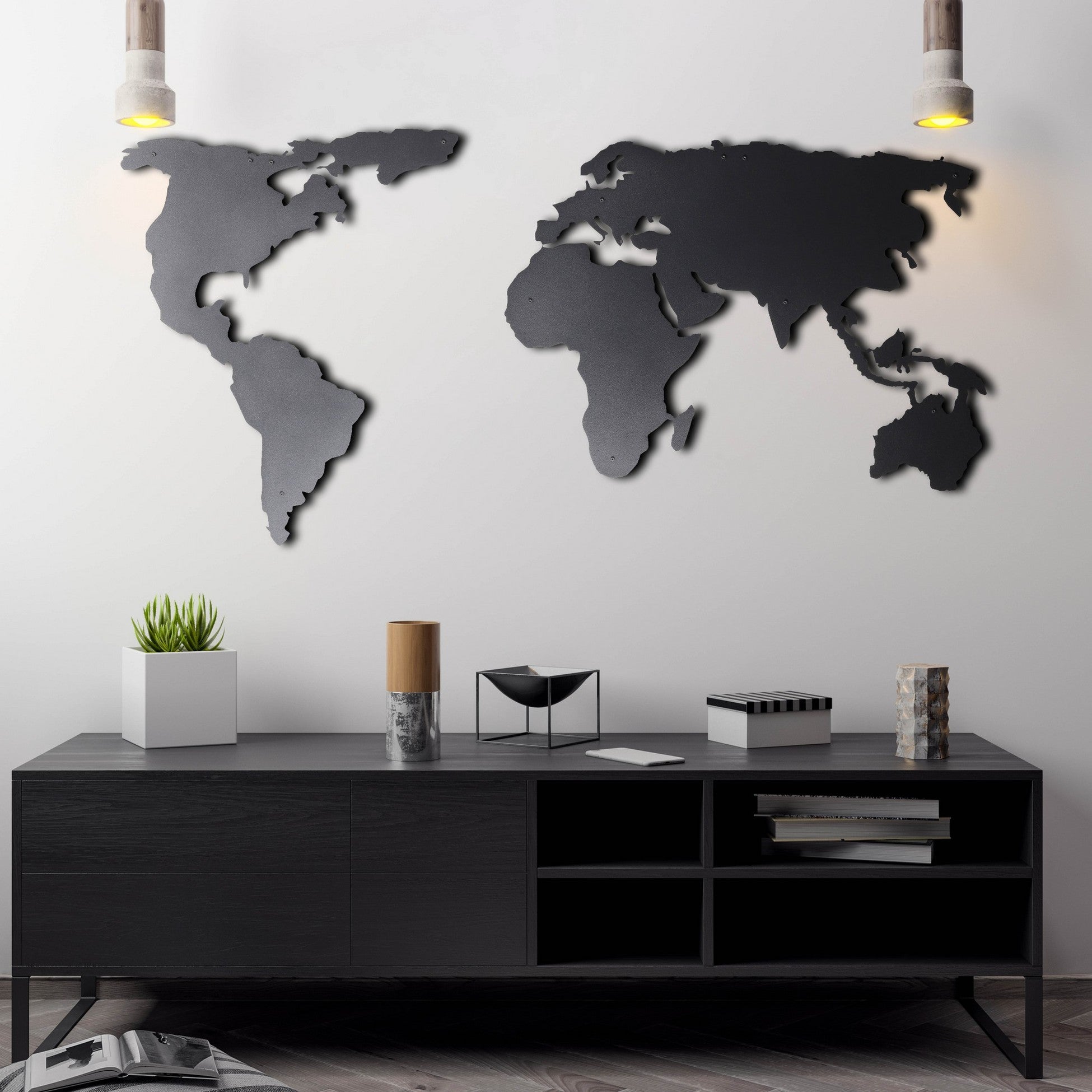 Accessoire mural en métal décoratif World Map Silhouette