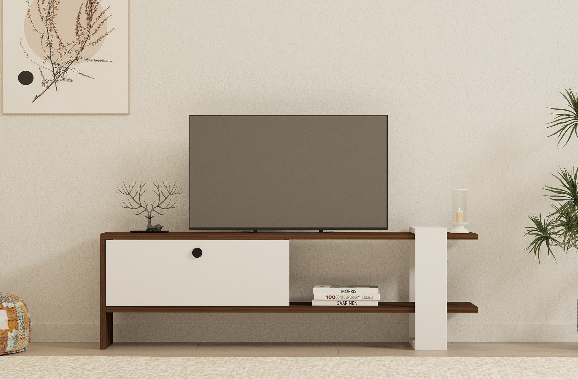 Meuble TV Gaye - Walnut, White