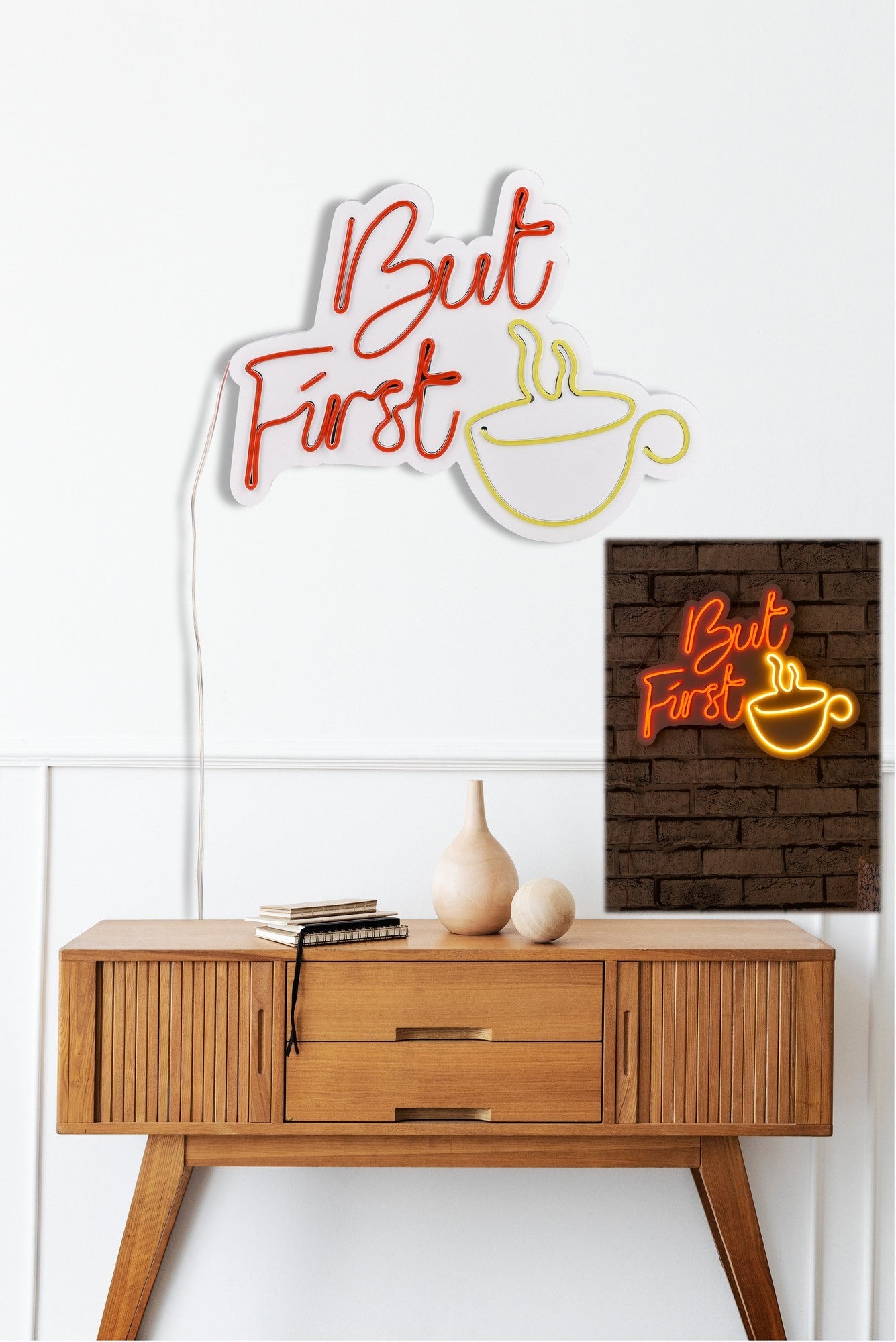 Éclairage LED en plastique décoratif But First Coffee - Red
Yellow