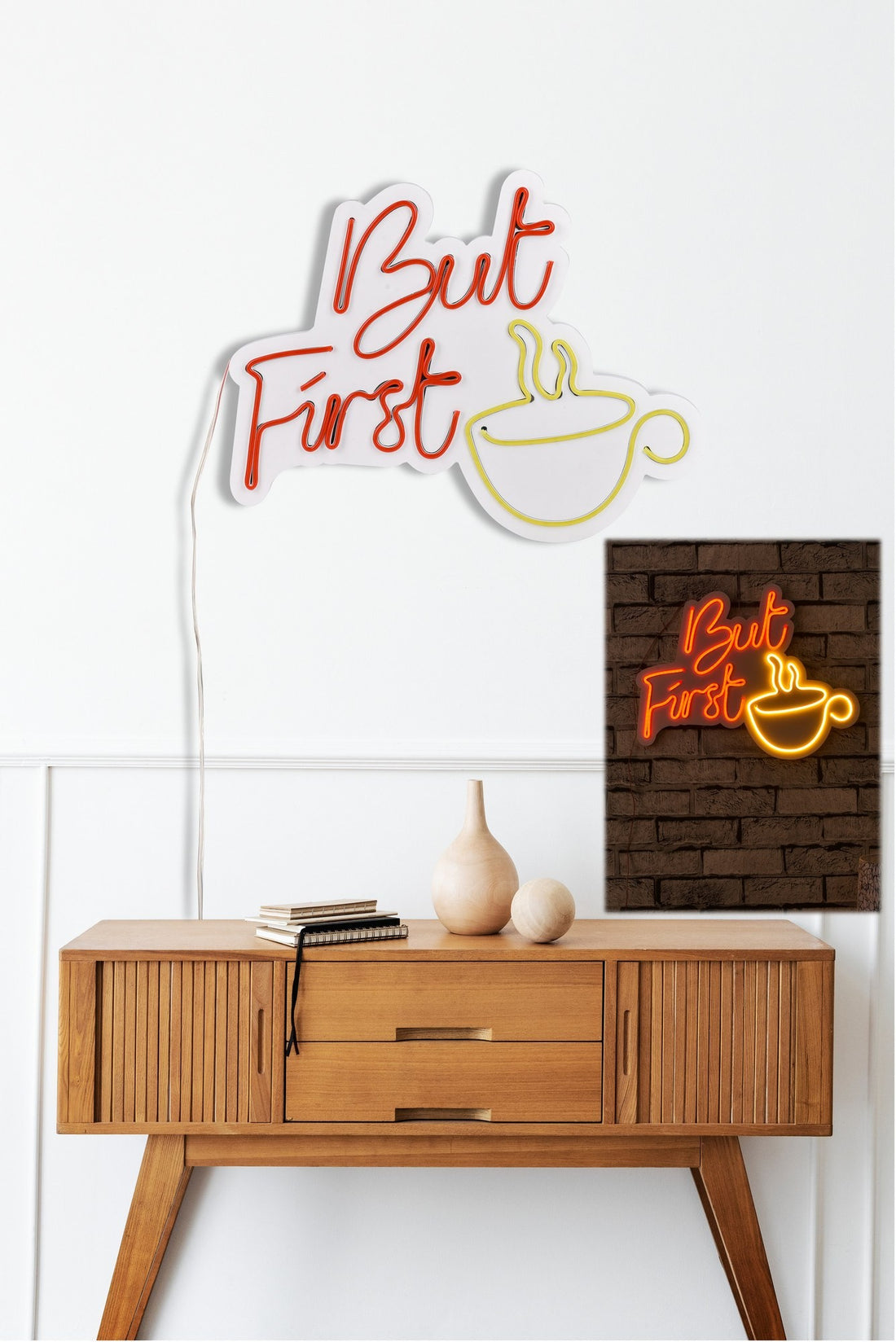 Éclairage LED en plastique décoratif But First Coffee - Red
Yellow