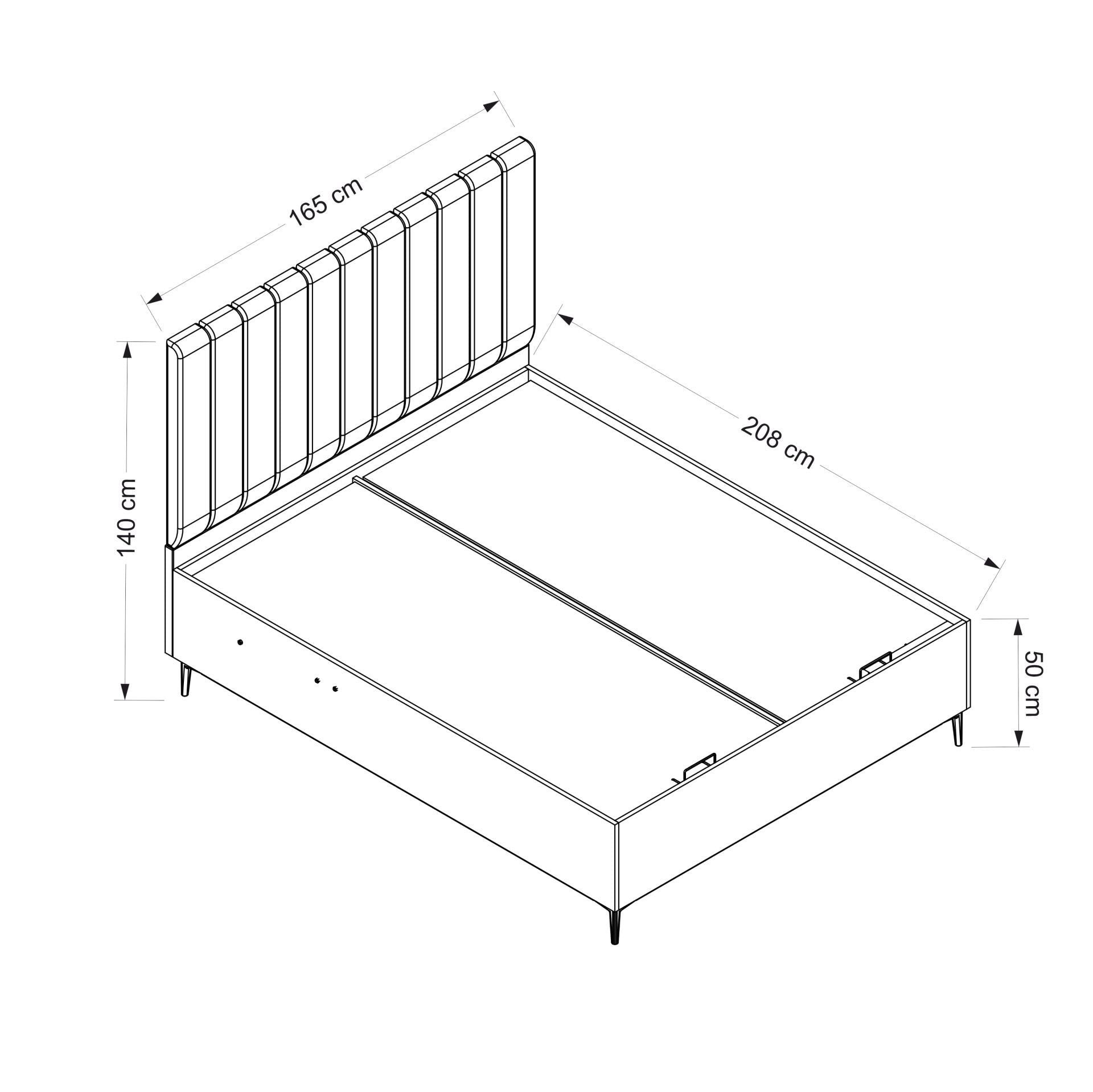 Base de lit double et tête de lit Elevate 160 x 200 - Black
