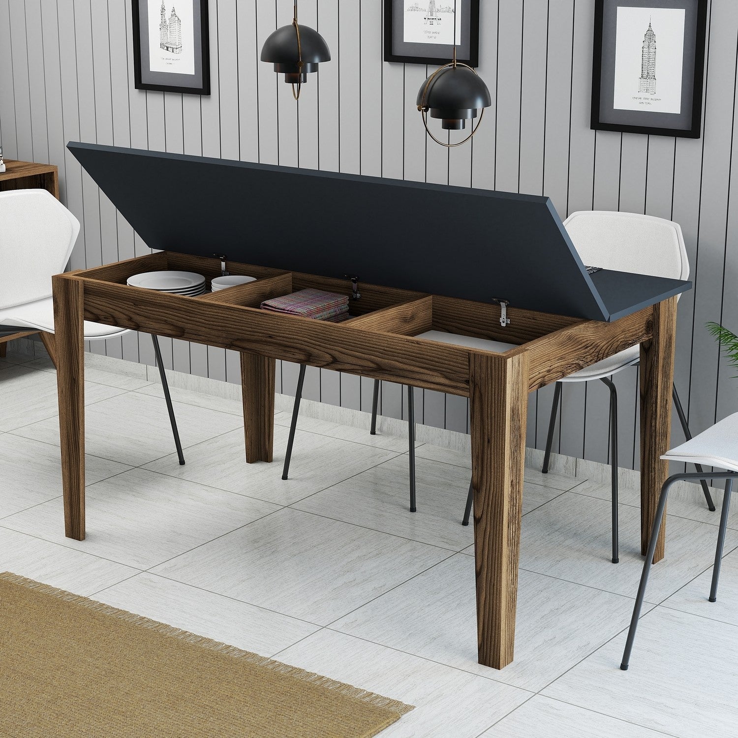 Table à manger Milan 513 - Walnut, Anthracite