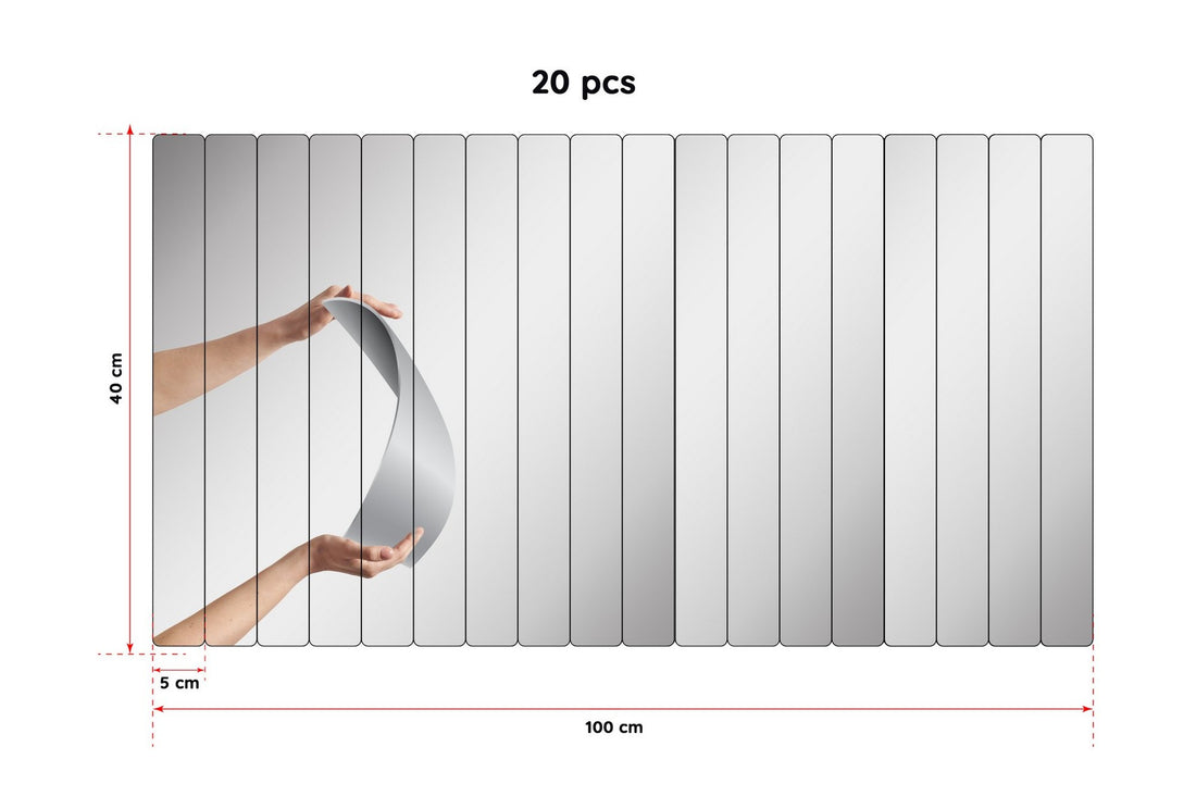 Miroir Rectangular Stripe - 5 x 40 cm ( 20 Pieces ) - Silver