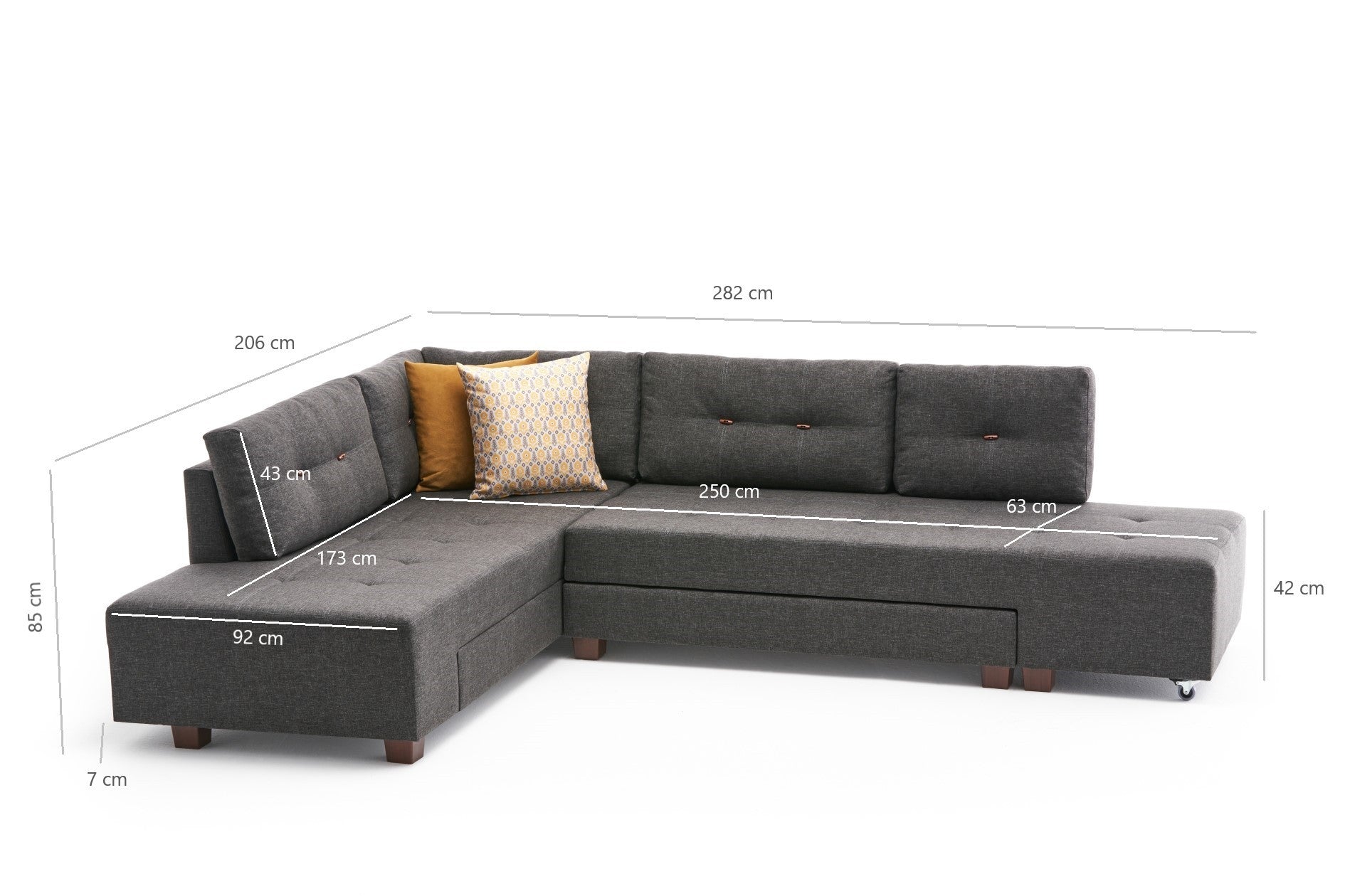 Canapé d'angle Manama Corner Sofa Bed Left - Anthracite