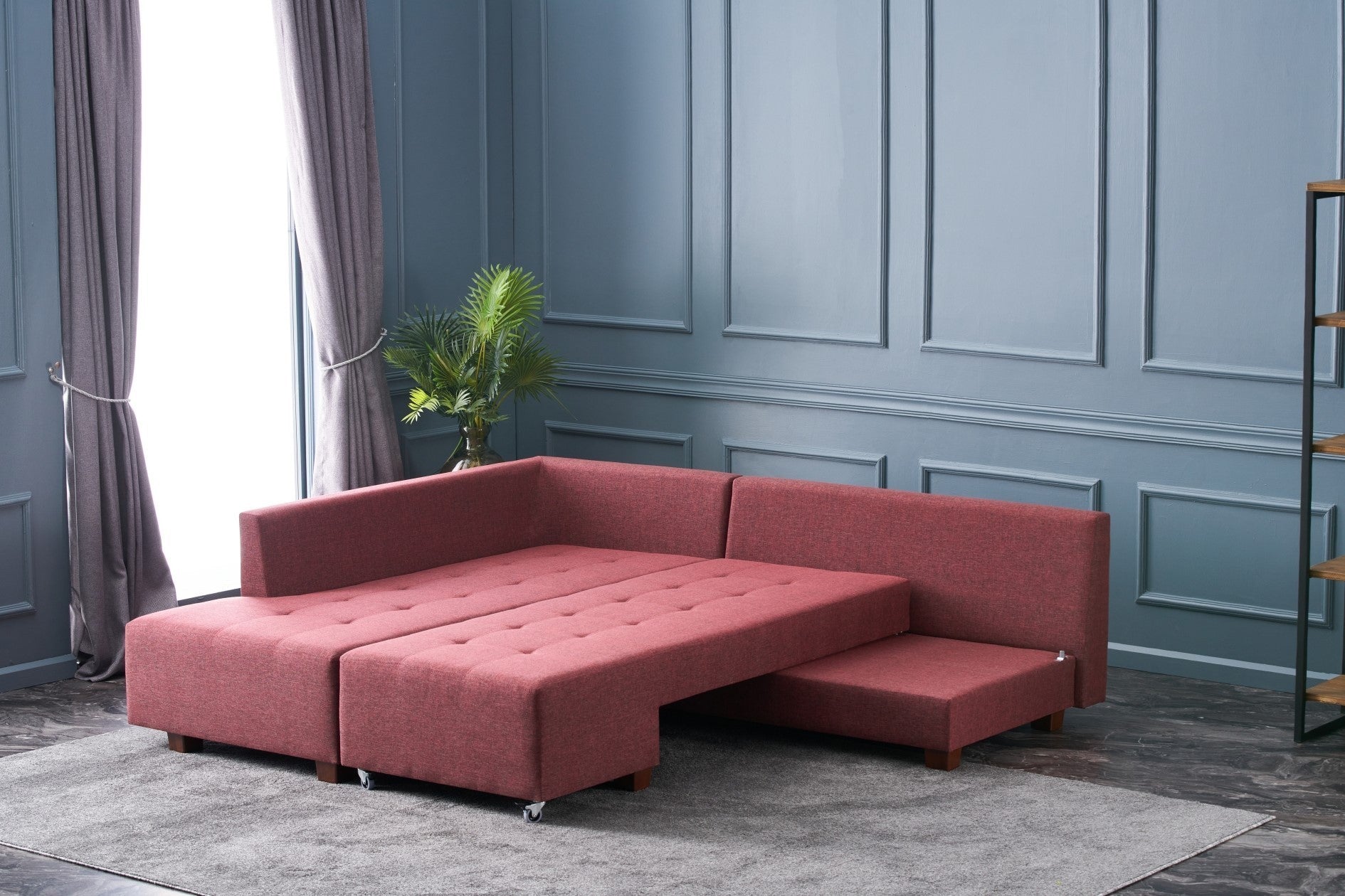 Canapé d'angle Manama Corner Sofa Bed Left - Claret Red