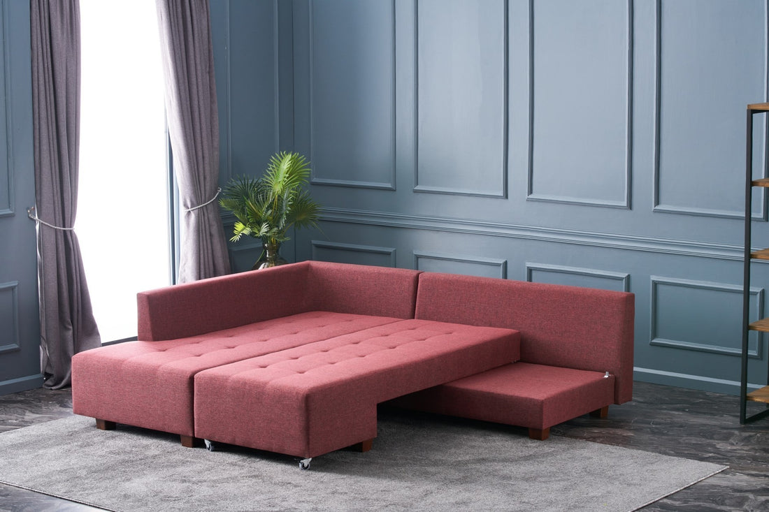 Canapé d'angle Manama Corner Sofa Bed Left - Claret Red