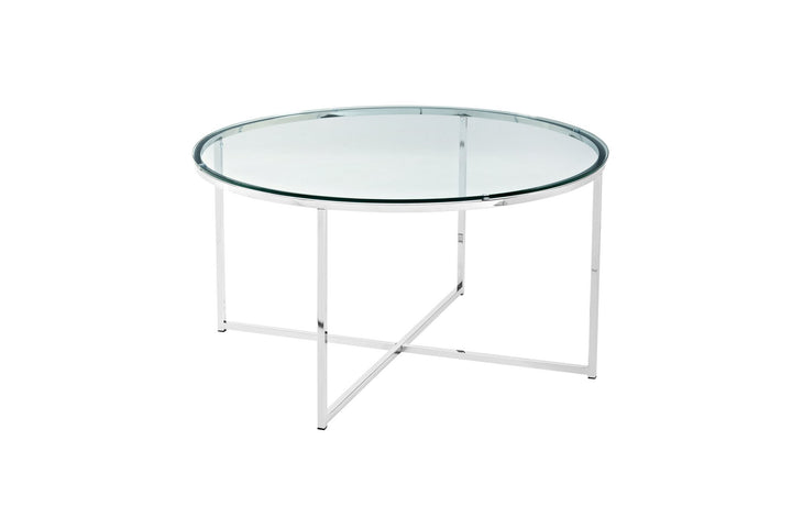 Londra Glass Pieds Chrome Table Basse
