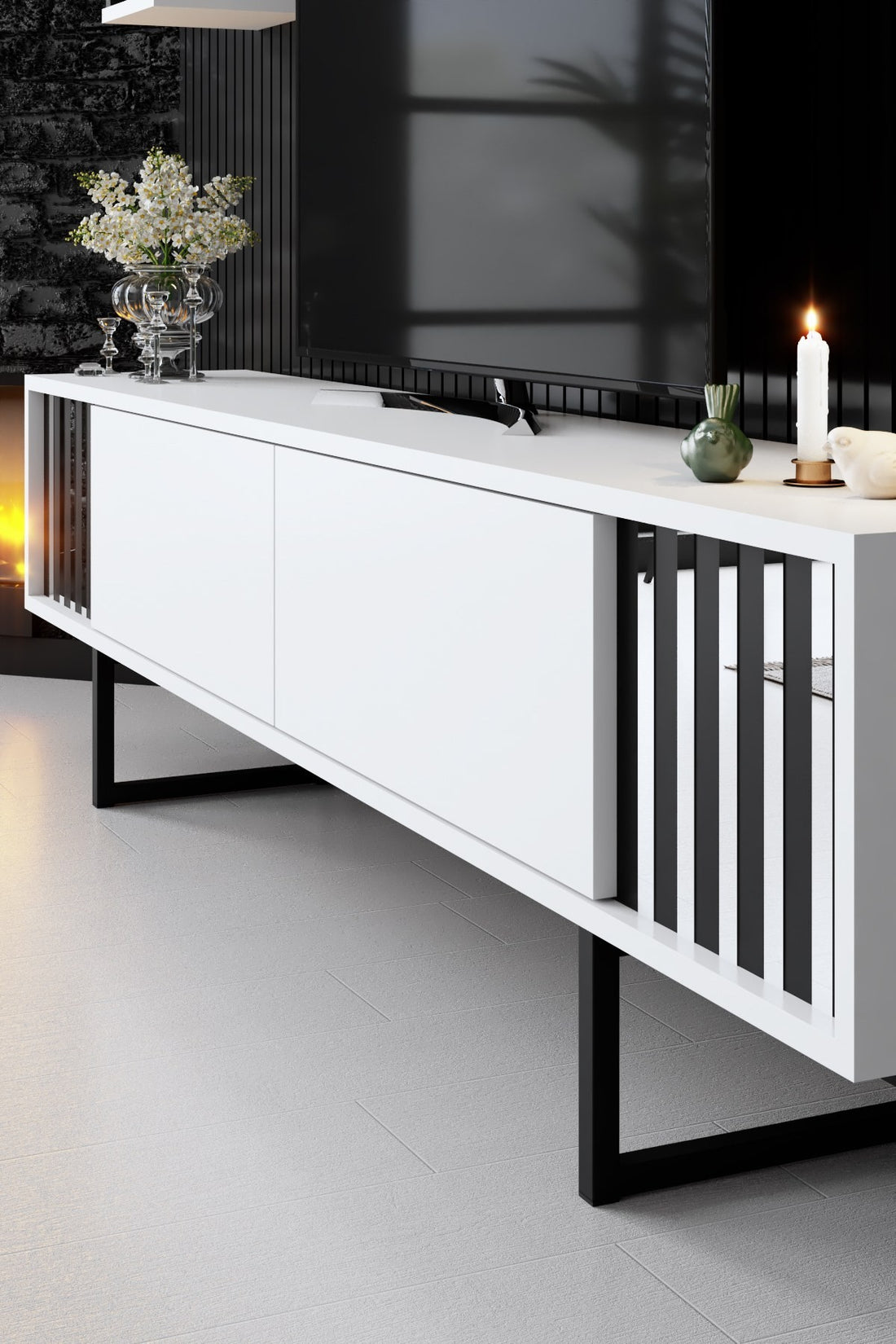 Ensemble de meubles de salon Chrome Line Set - White, Black