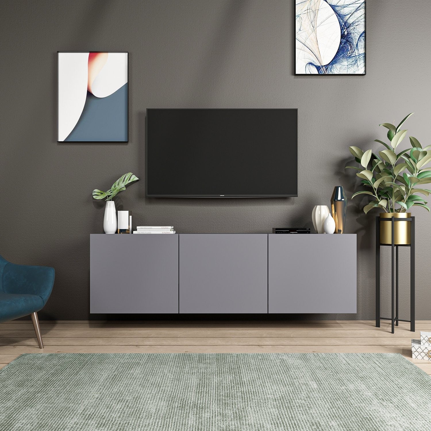 Meuble TV White - Anthracite