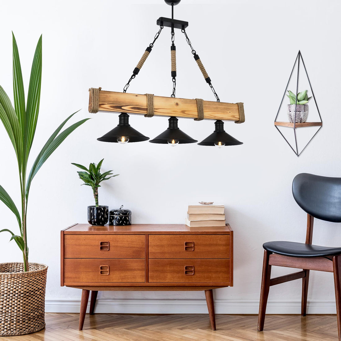 Lustre Kütük 3Lü Yanık Avize