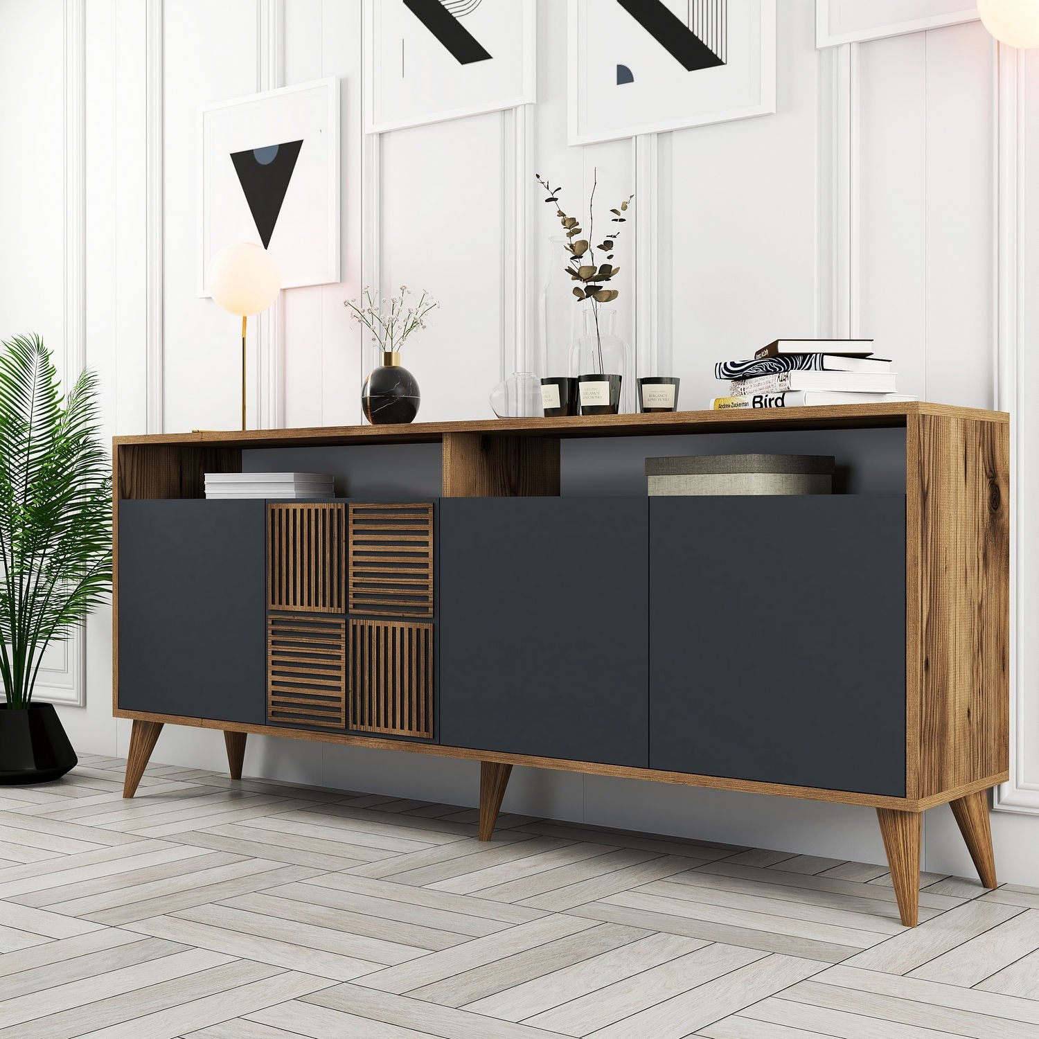 Console Milan - Walnut, Anthracite