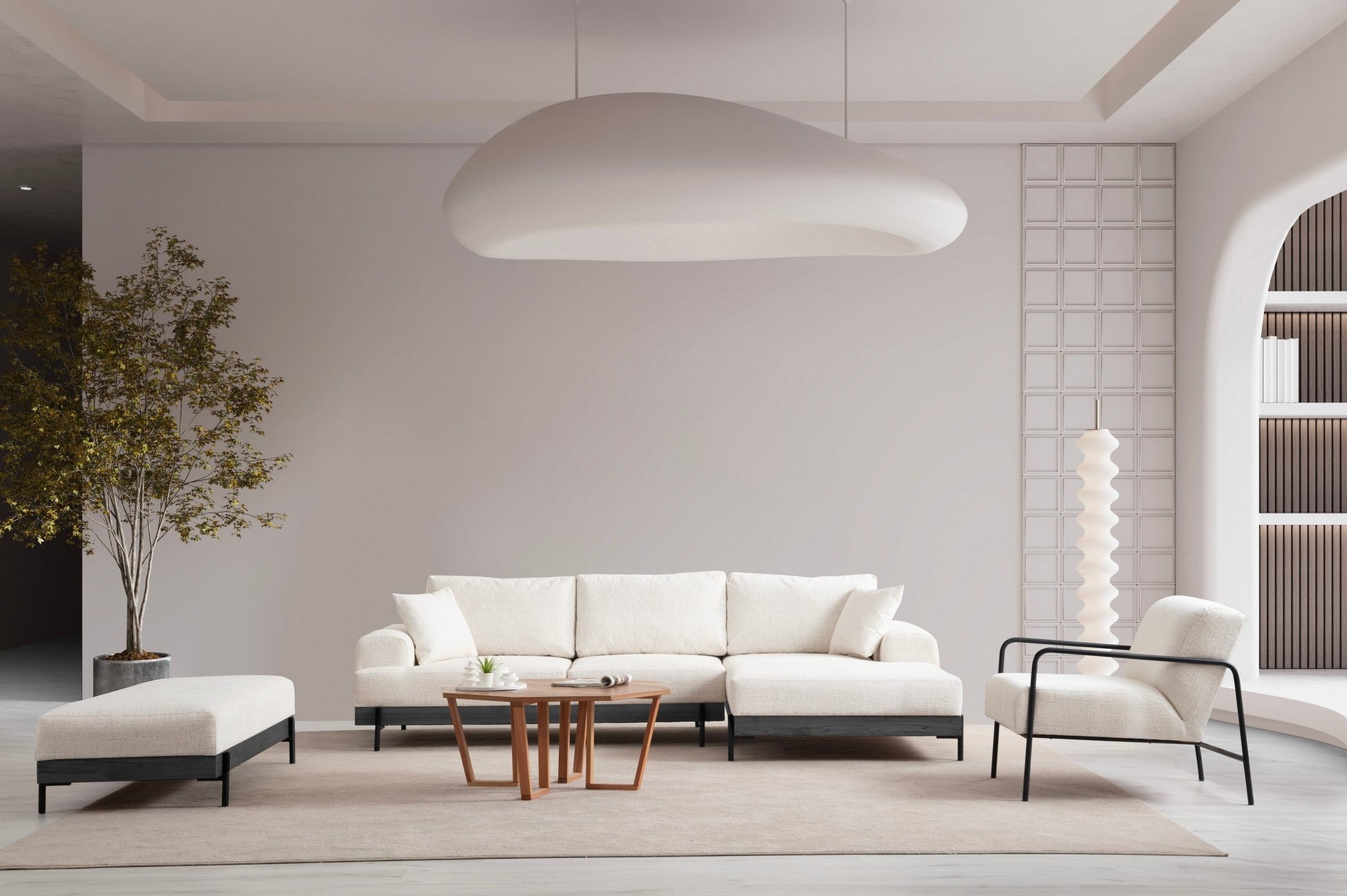 Pouf Eti Black Pouffe - White