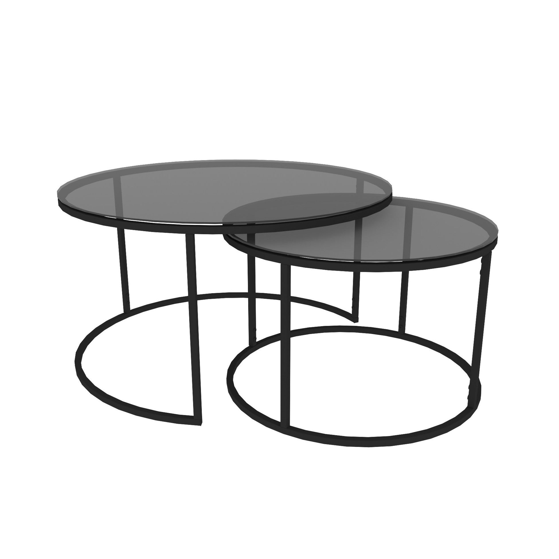 Set de 2 tables basses Kokkola rondes gigognes en verre fumé
