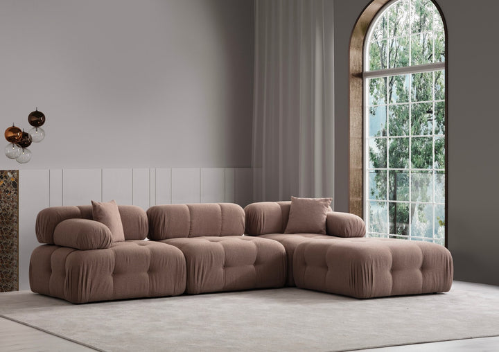 Canapé d'angle Doblo 3 Seater with Pouffe ( L1-O1-1R-Pouffe) - Cappuccino