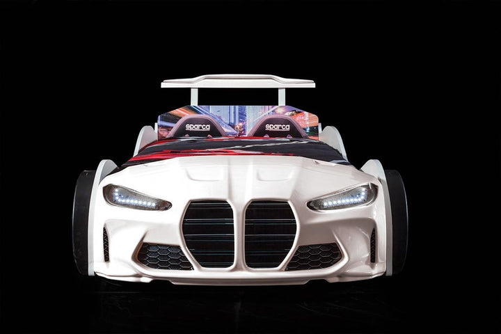 LIT VOITURE ENFANT 90X190CM ROUGE OU BLANC - GTX