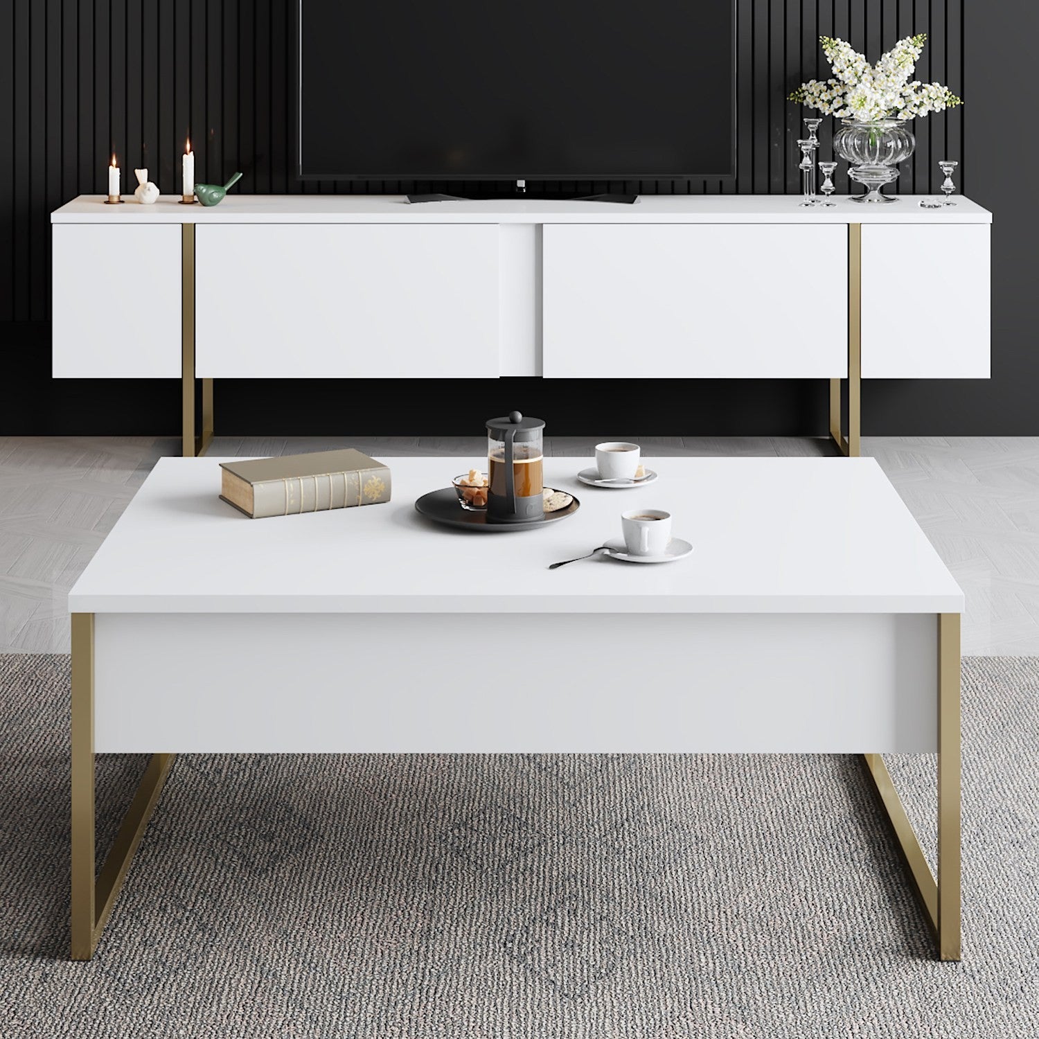 Table basse Luxe - White, Gold