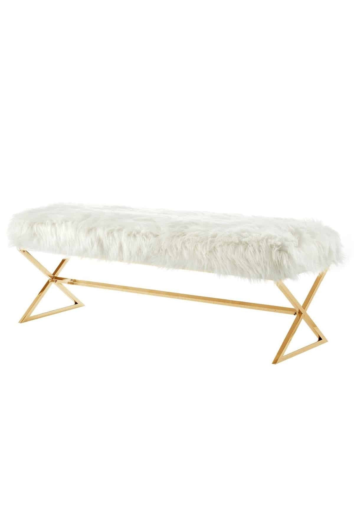 Luxury Banc peluche or blanc