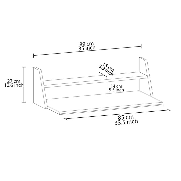 Bureau d'ordinateur flottant mural Turner 89x45x27 cm Blanc