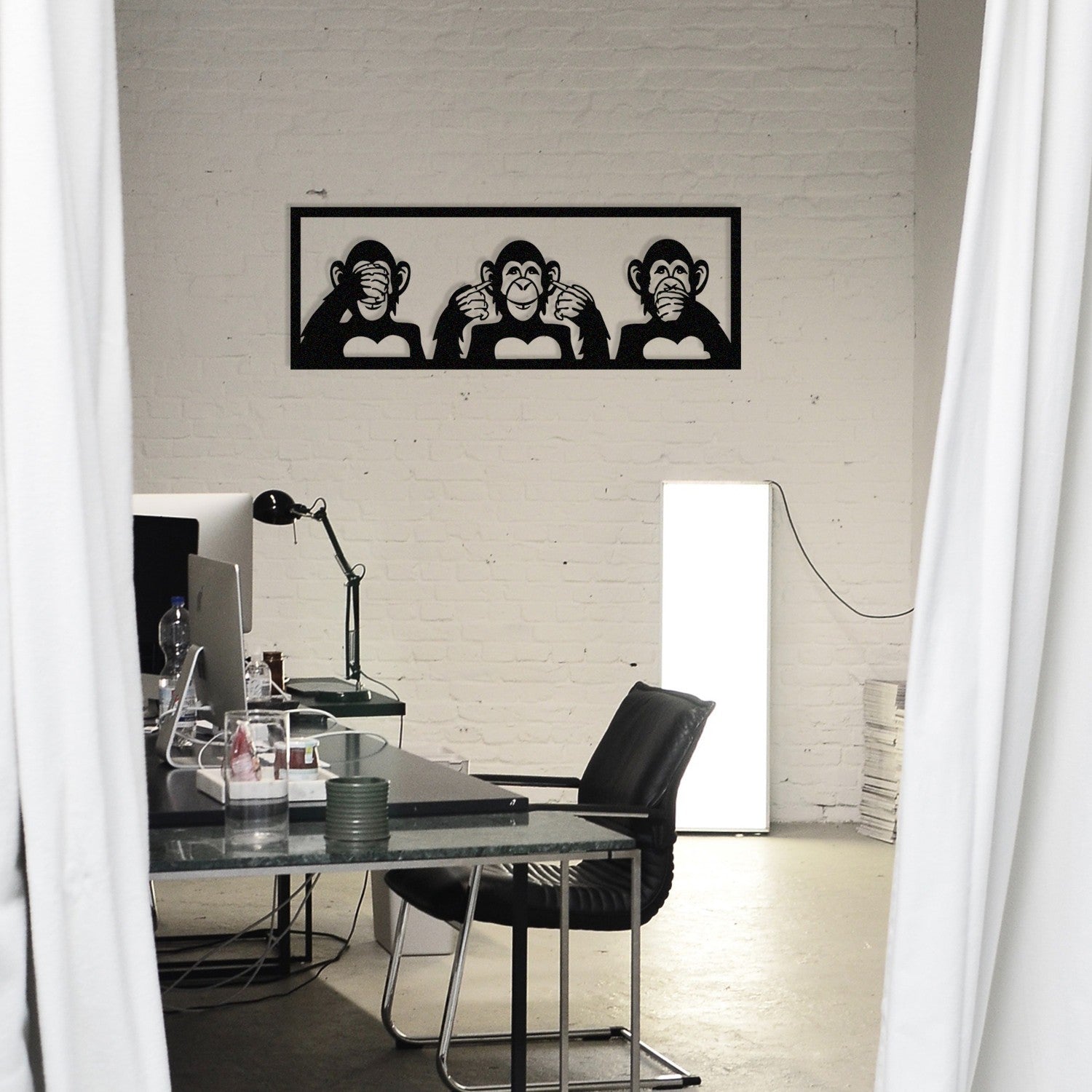 Accessoire mural en métal décoratif Three Monkeys-L