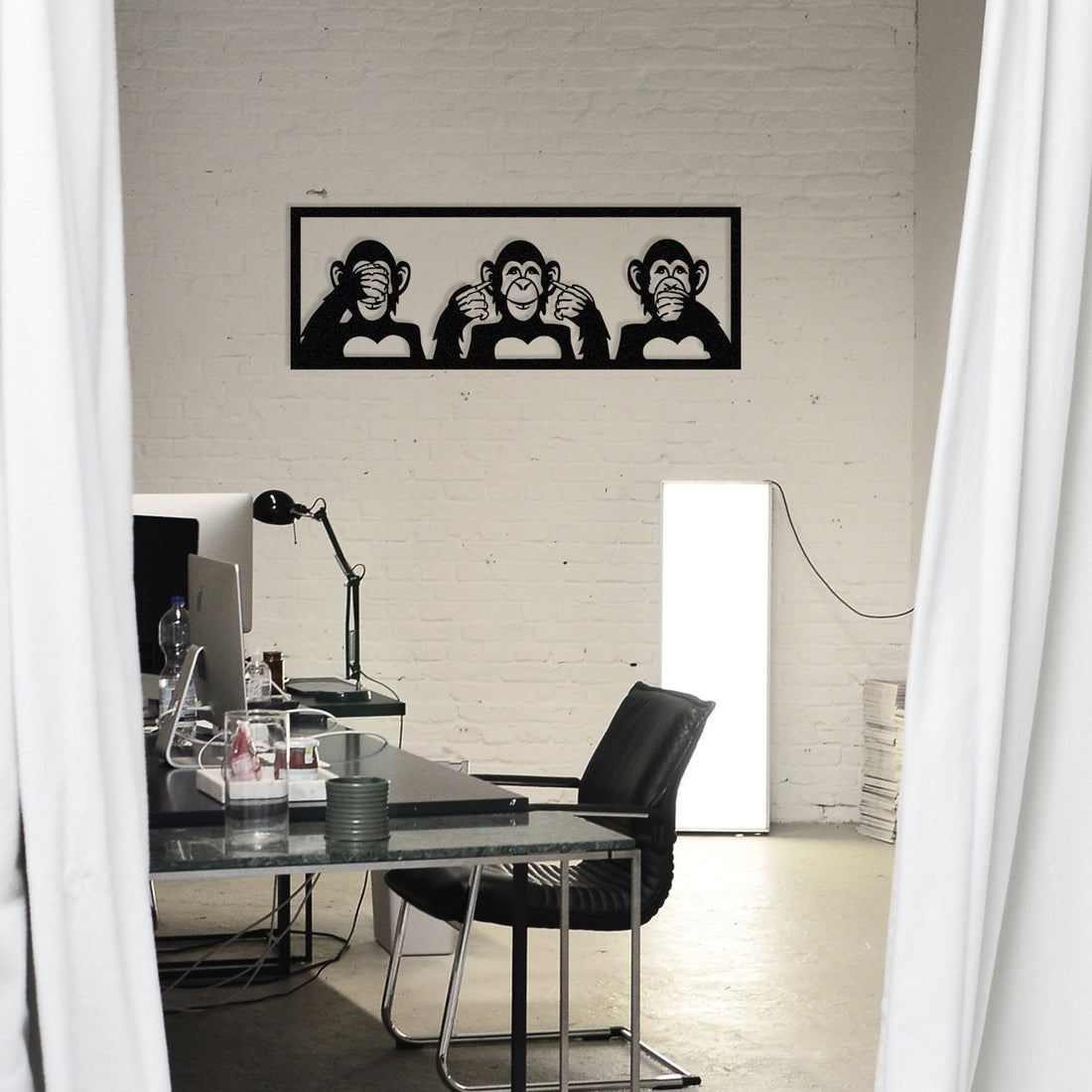 Accessoire mural en métal décoratif Three Monkeys-L