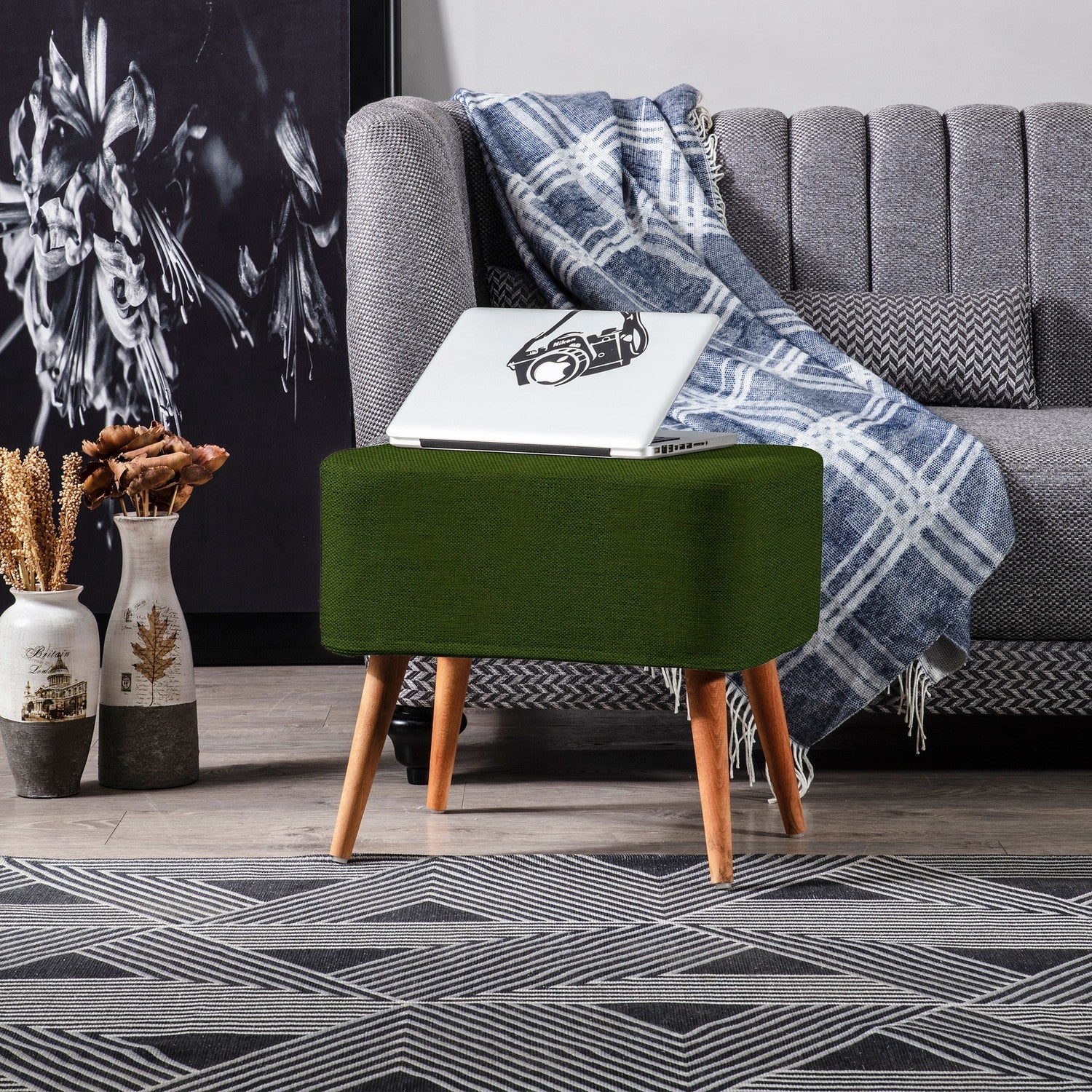 Albina Pouf vert kaki