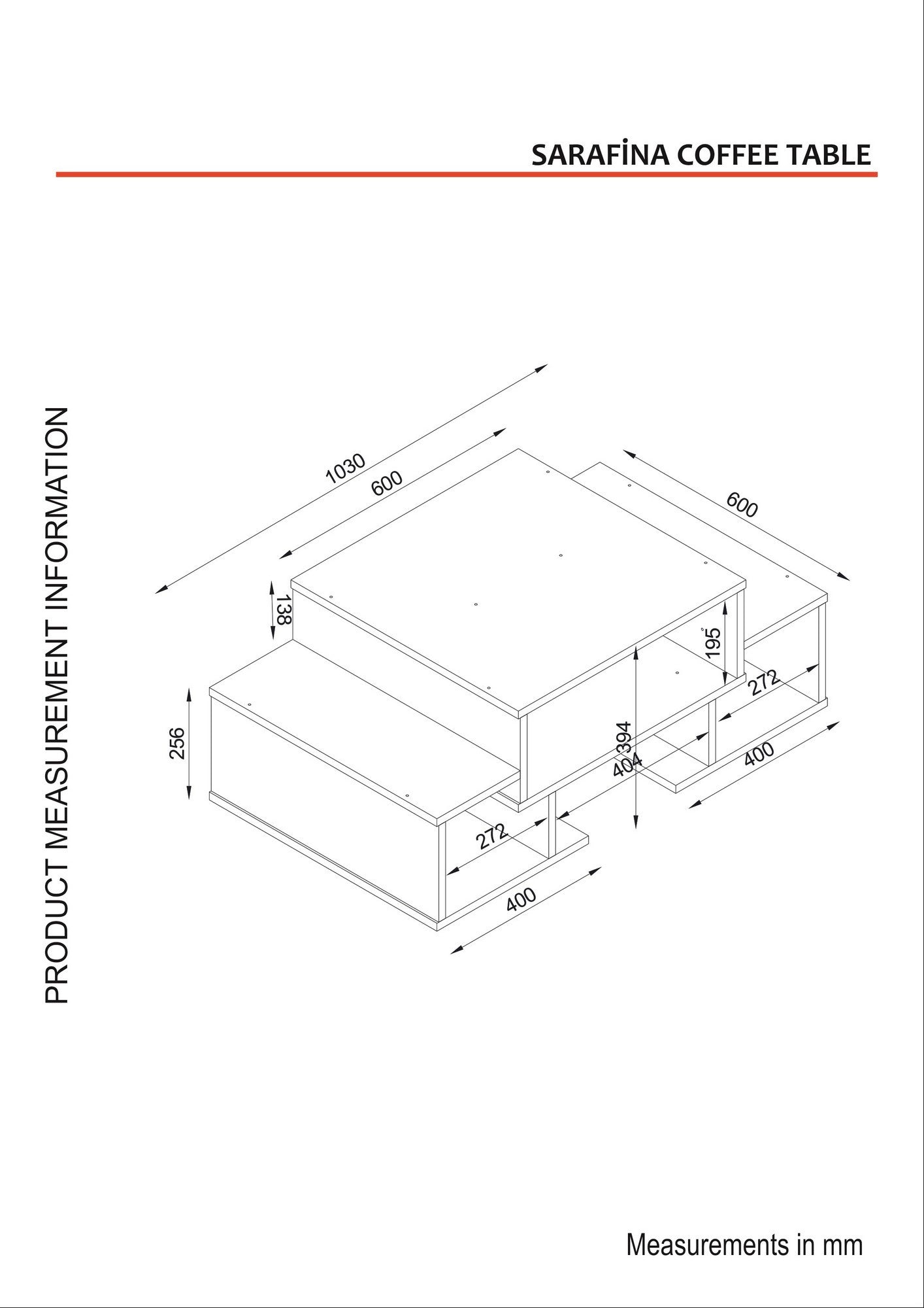 Table basse Sarafina - White, Walnut