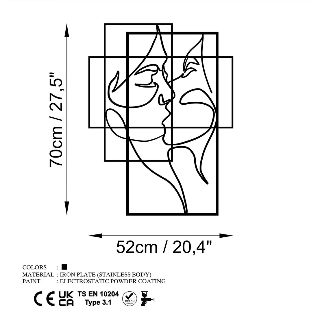 Accessoire mural en métal décoratif Love - L