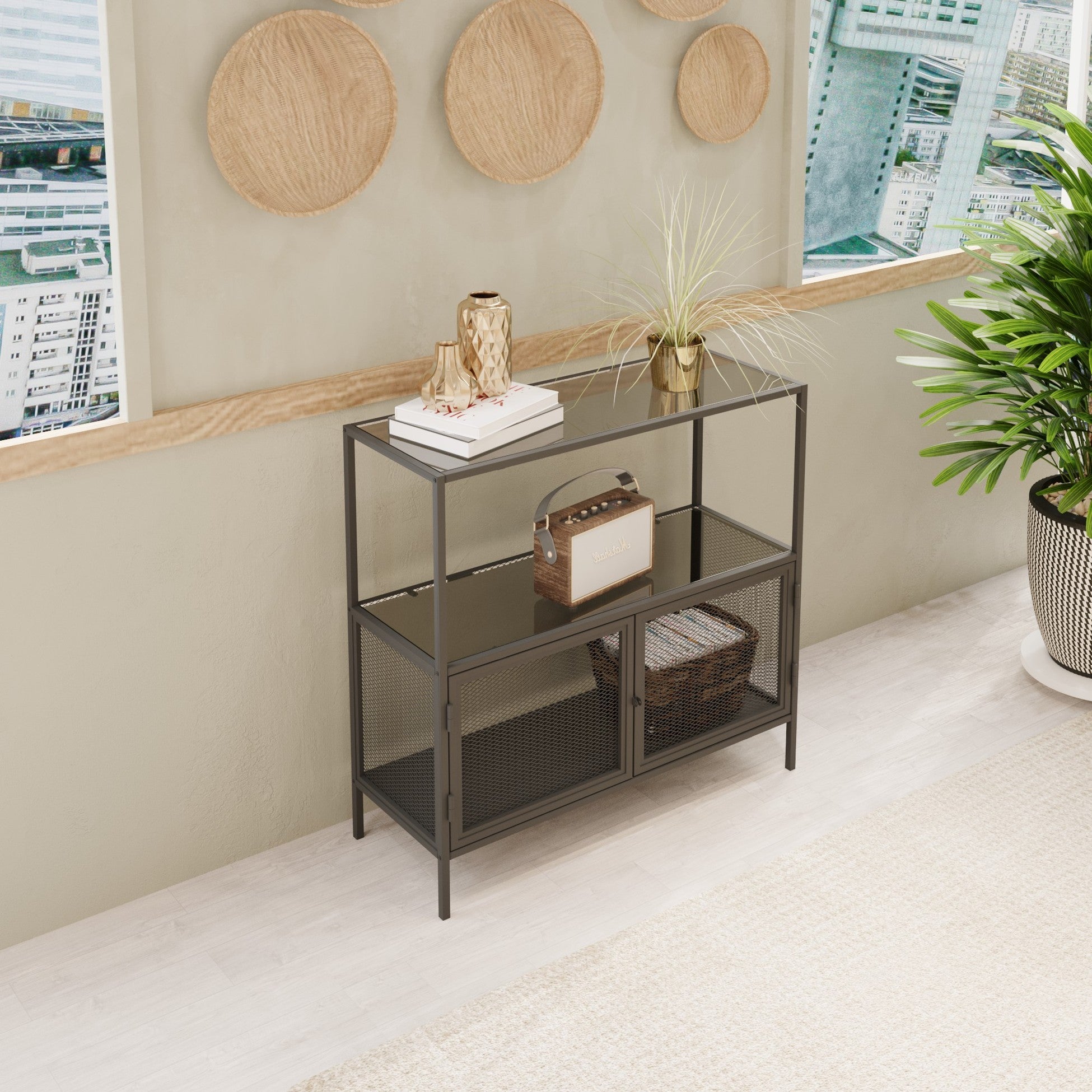 Console Tatu - Black, Smoked Glass