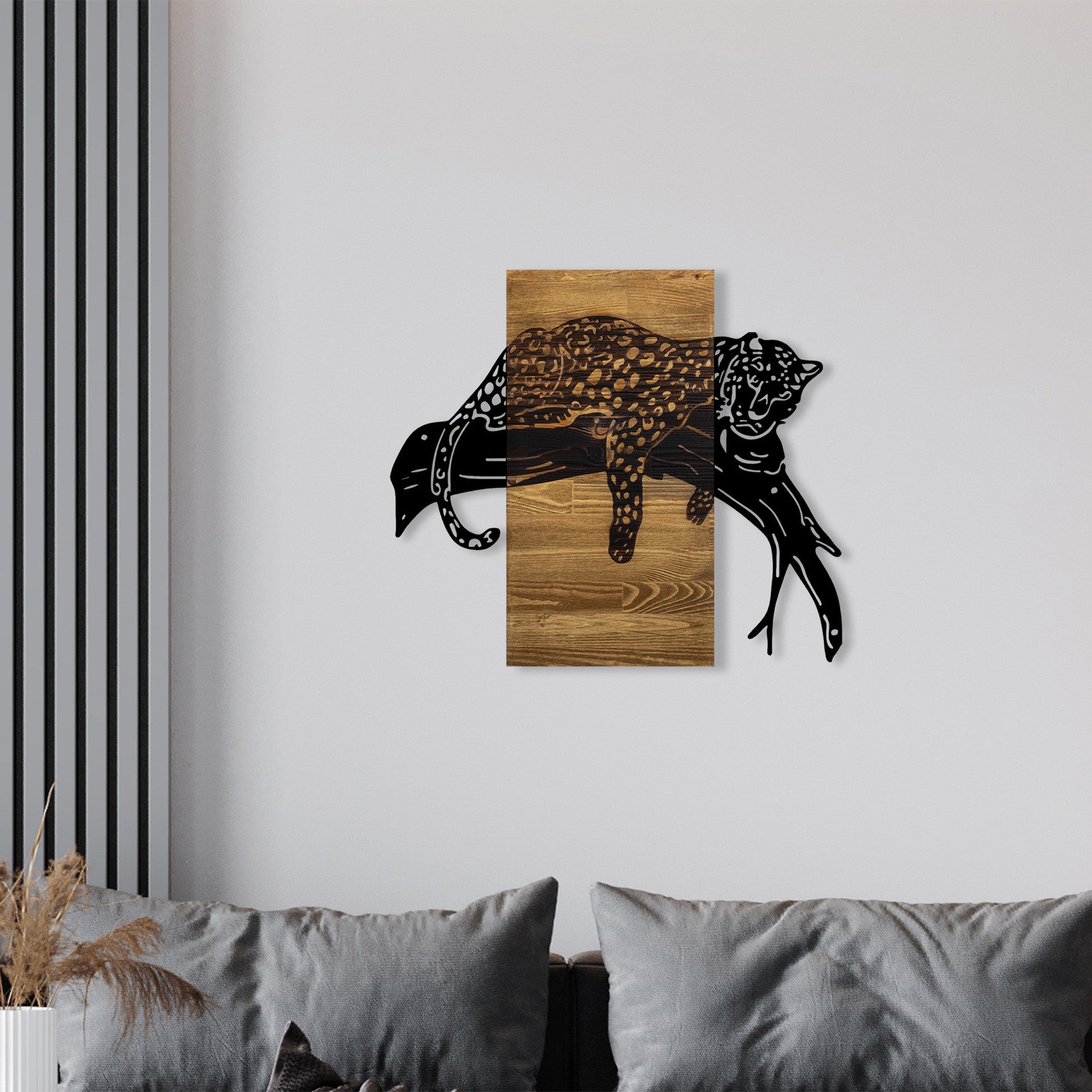 Accessoire mural en bois décoratif Leopard