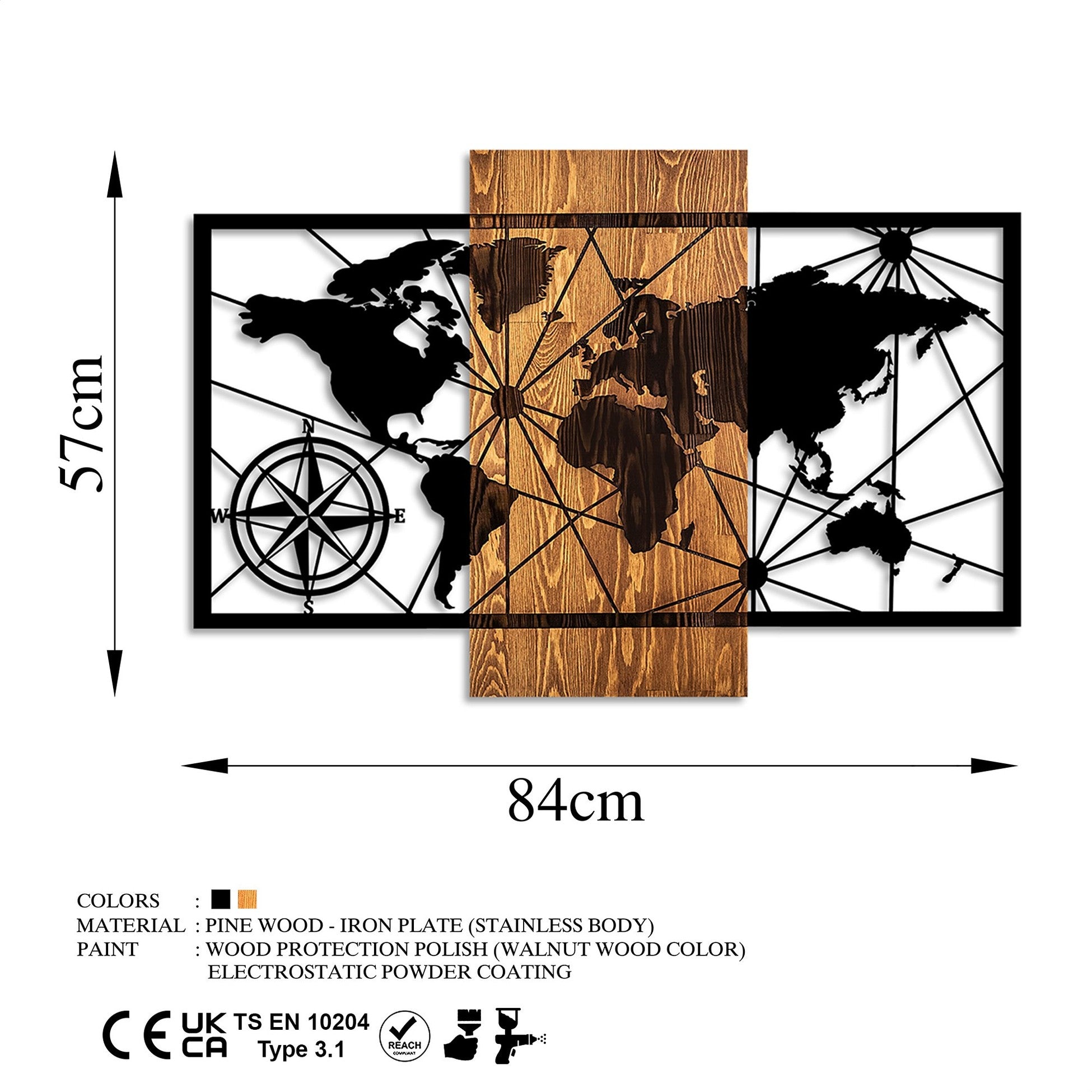 Accessoire mural en bois décoratif World Map 3-M