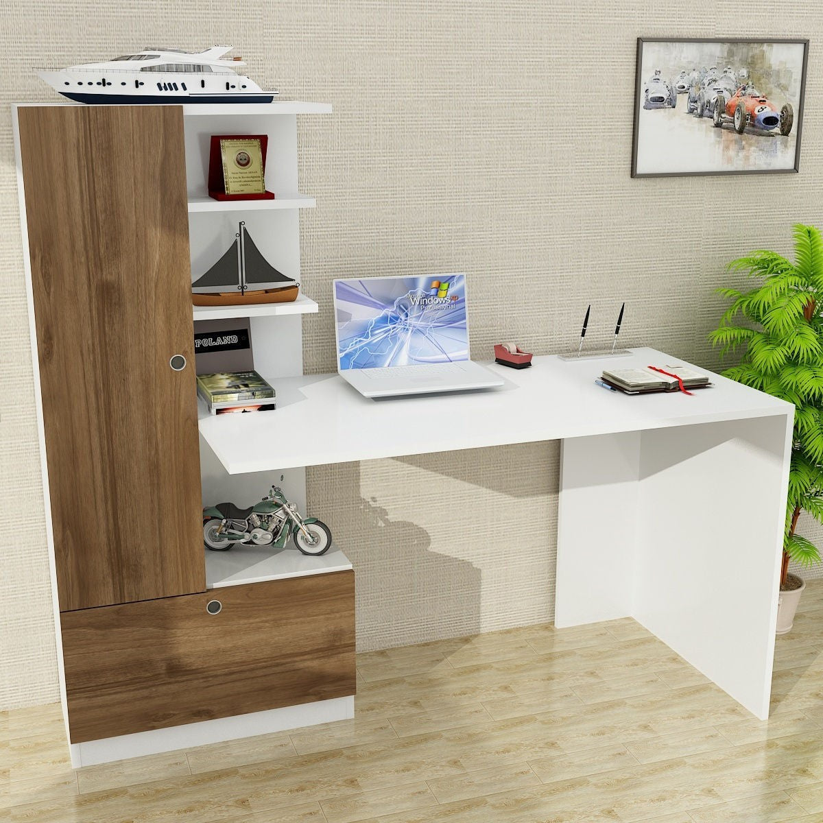 Bureau d'étude Domingos - White, Walnut