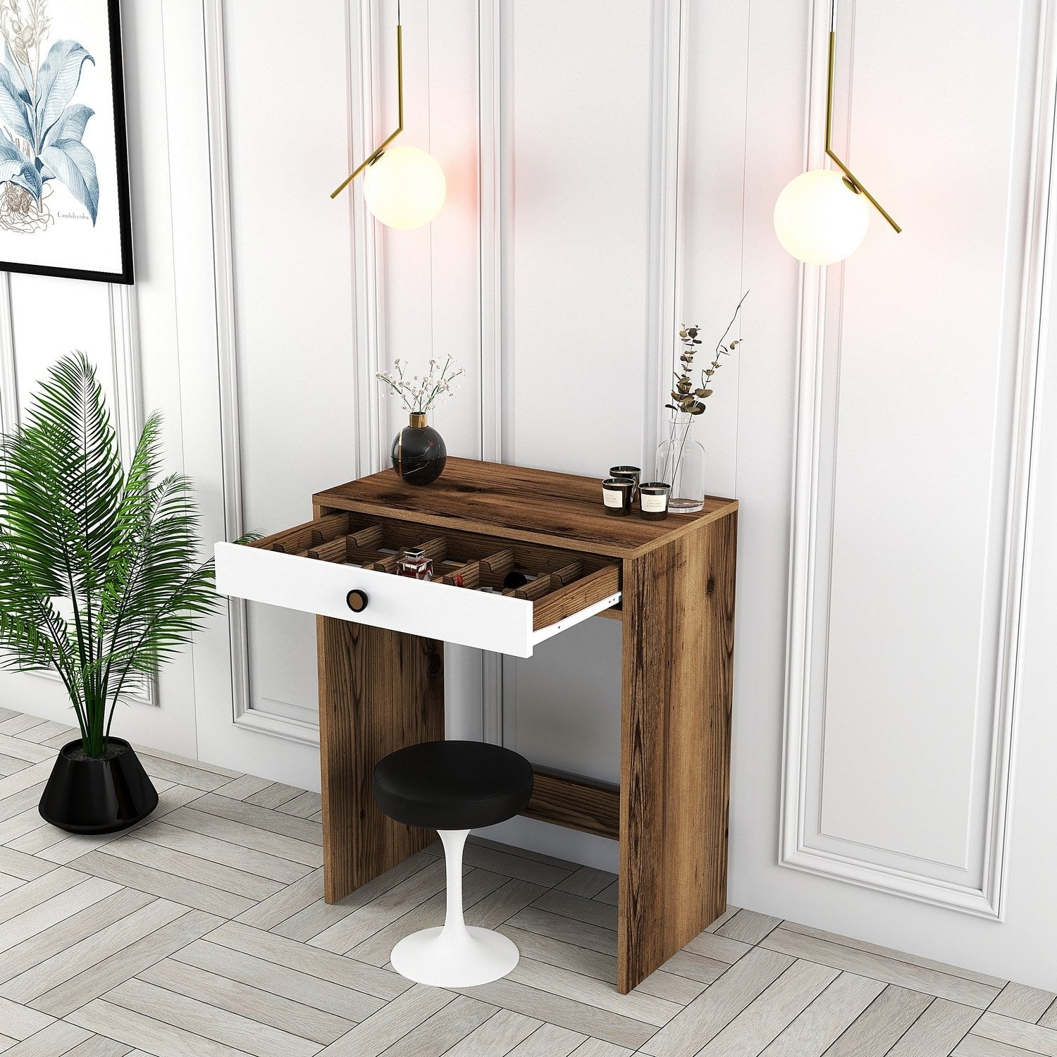 Table de maquillage Lizbon - Walnut, White