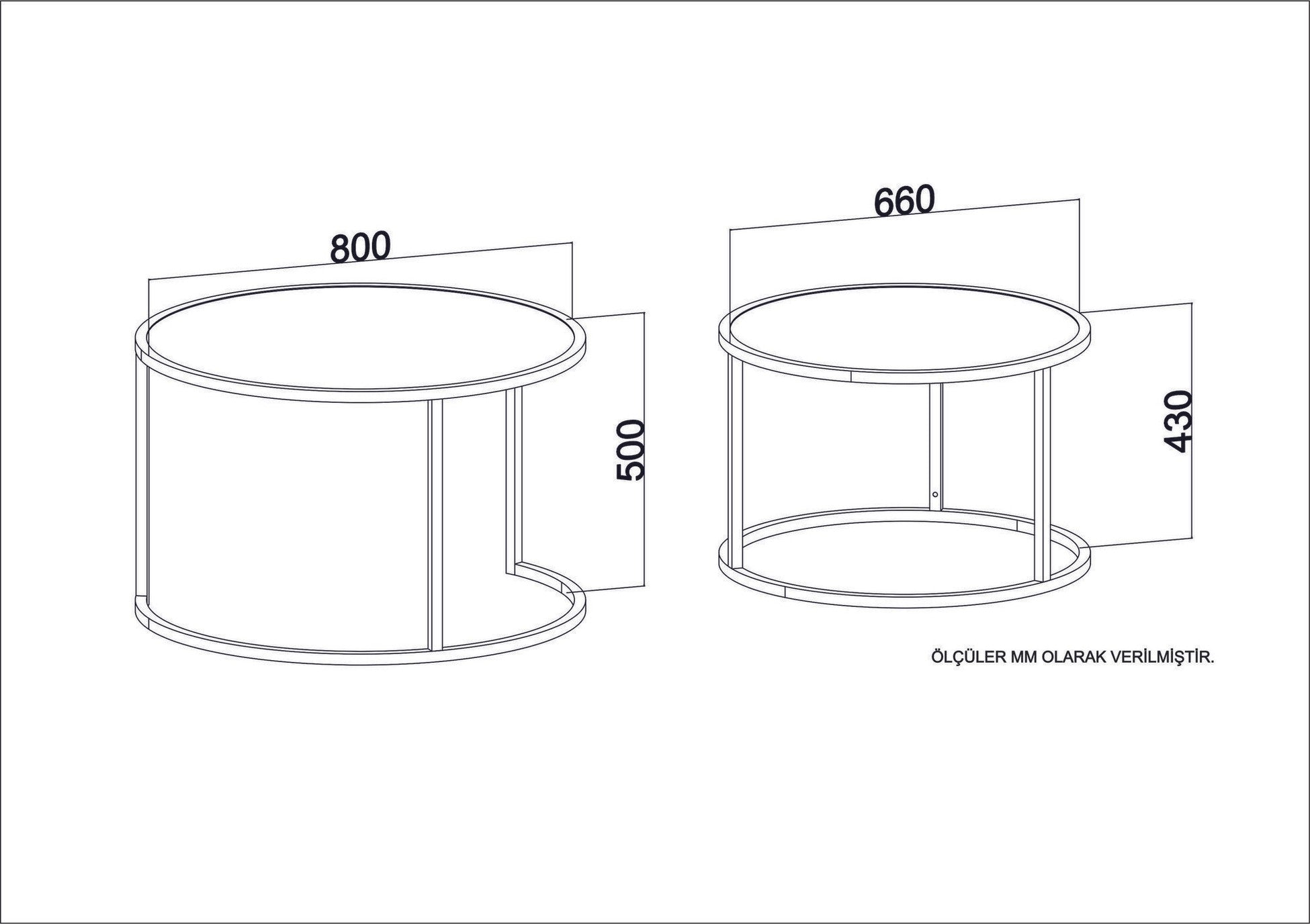 Table gigogne (2 pièces) Tambur - Gold