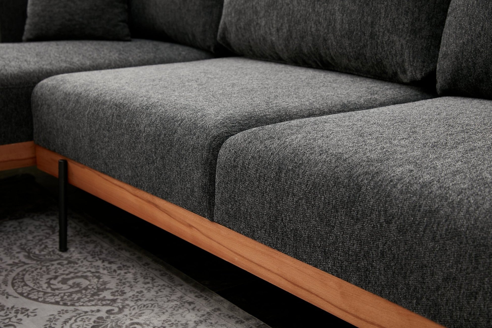 Canapé d'angle à gauche Liva Tissu Gris