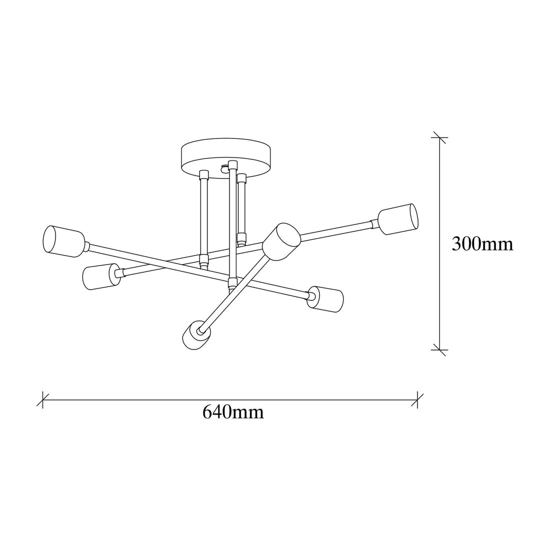 Suspension-plafonnier perpendiculaire 6 lampes Laterna Métal Noir
