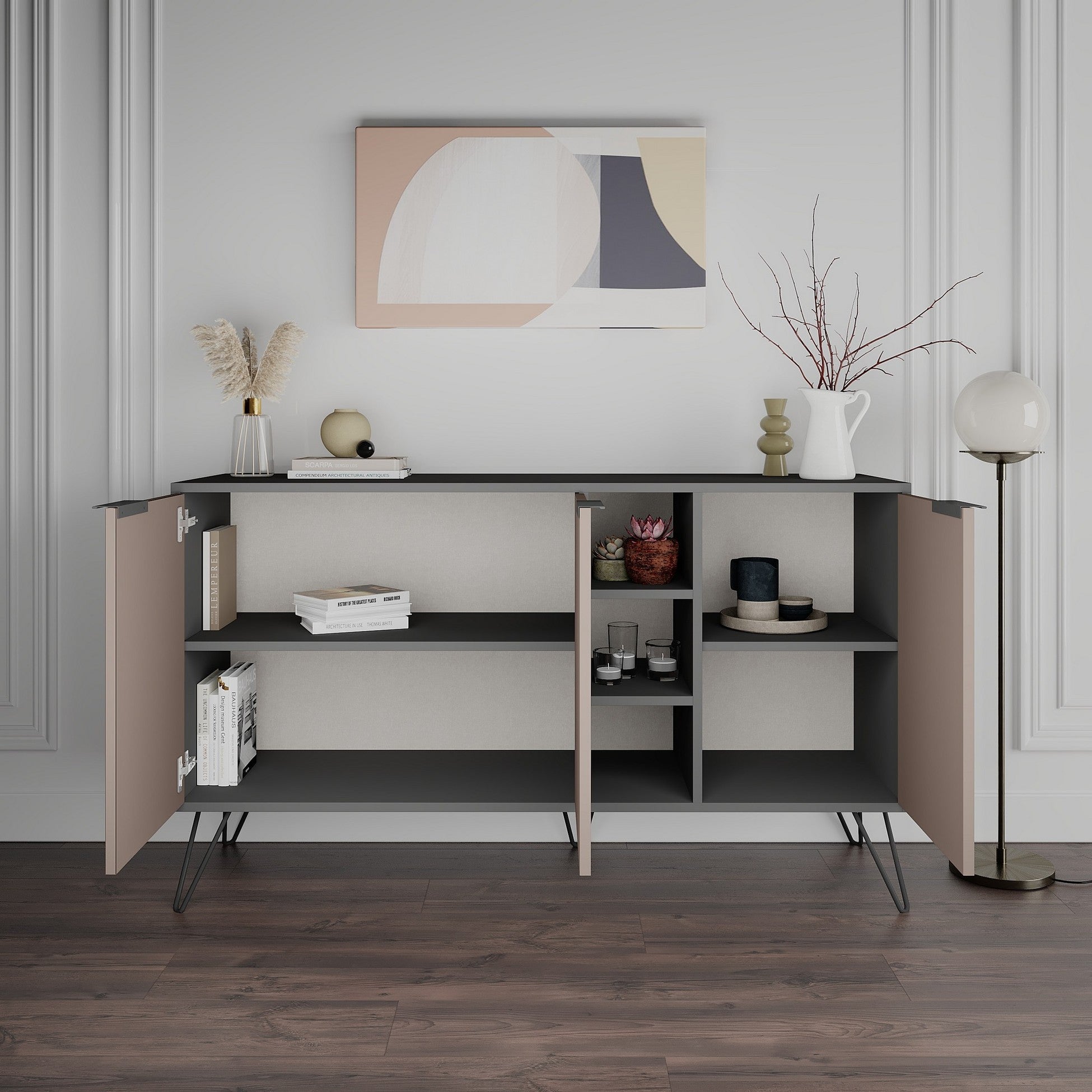 Console Clara Console - Anthracite, Light Mocha