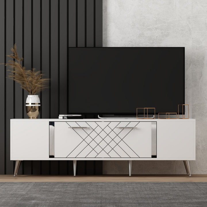 Meuble TV Detas - White, Silver