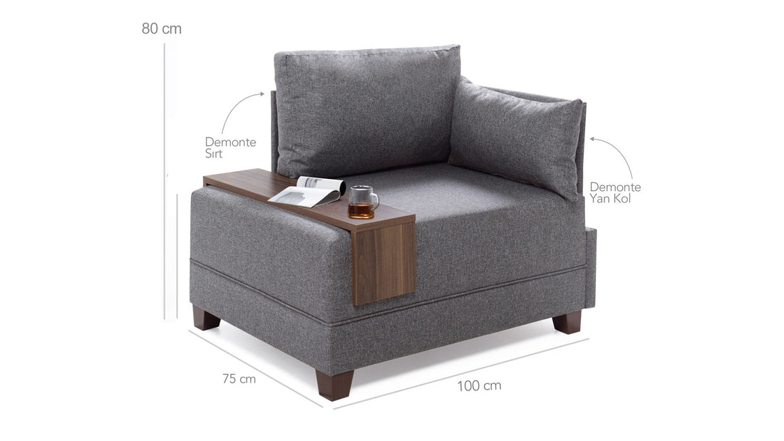 Canapé 1 place Fly Armchair Right - Grey