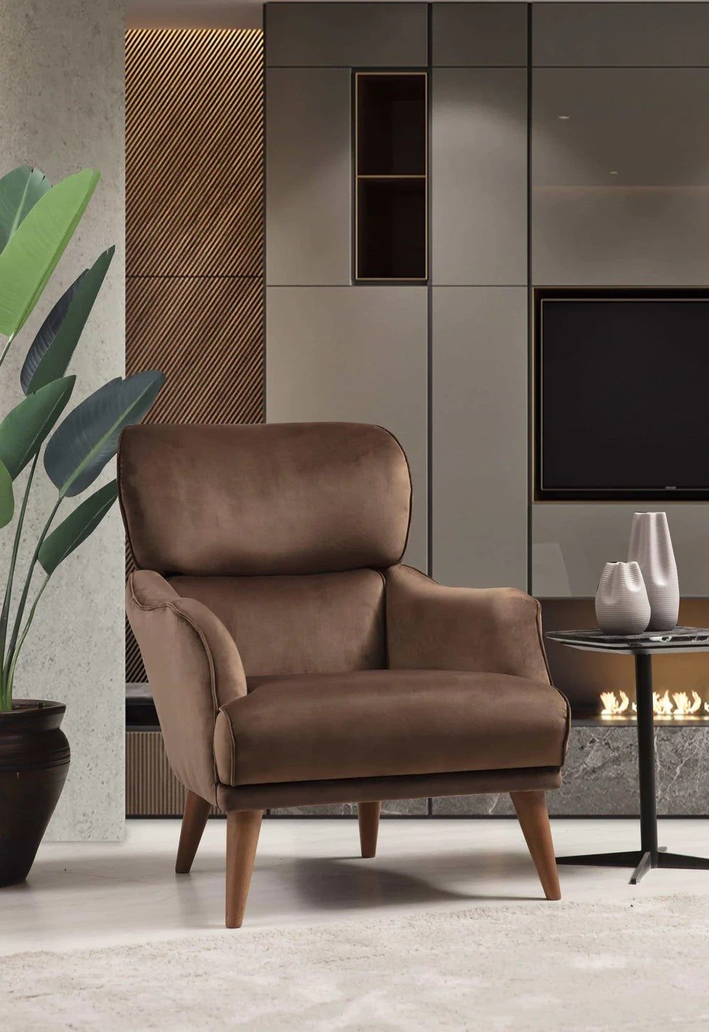 Bodrum Fauteuil Bergère marron