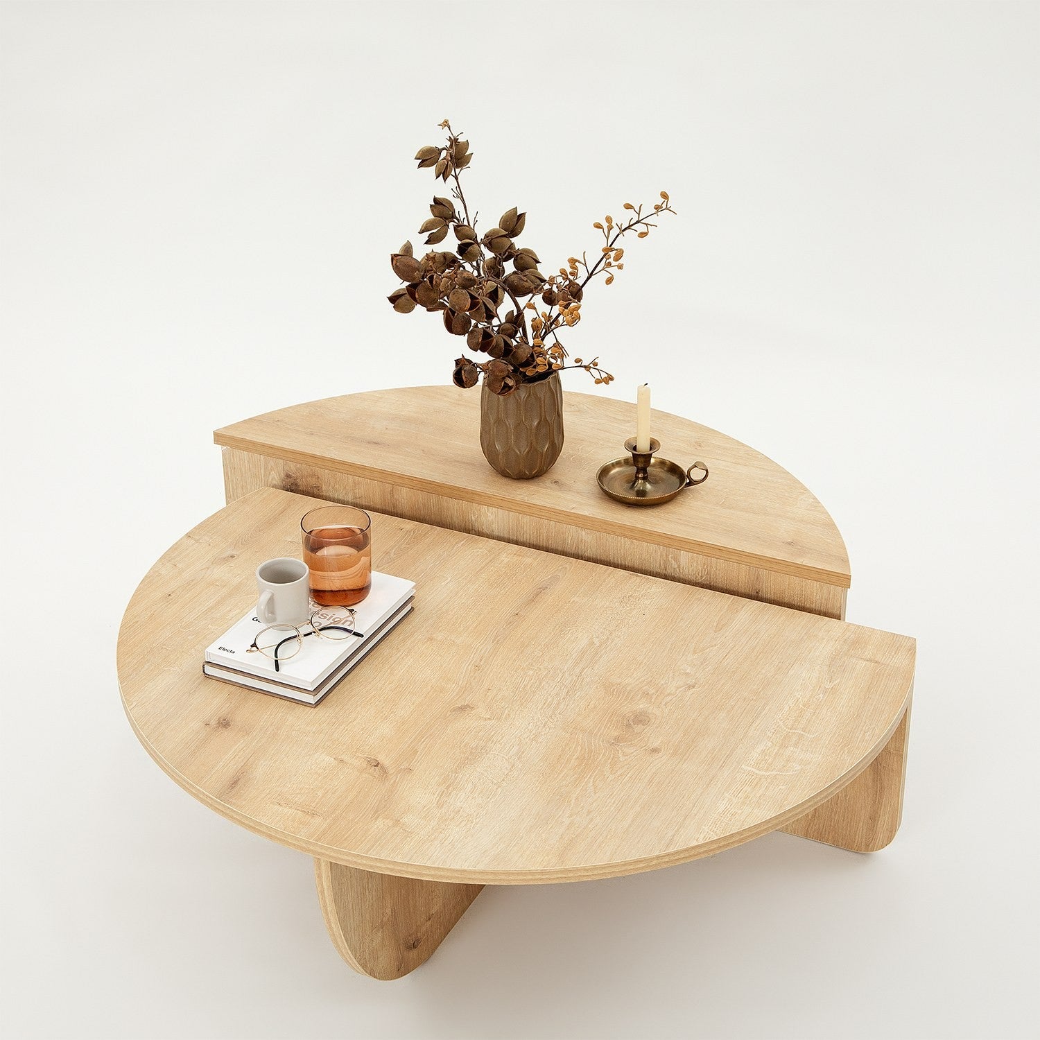 Set de 2 tables basses design Oatglow Chêne clair